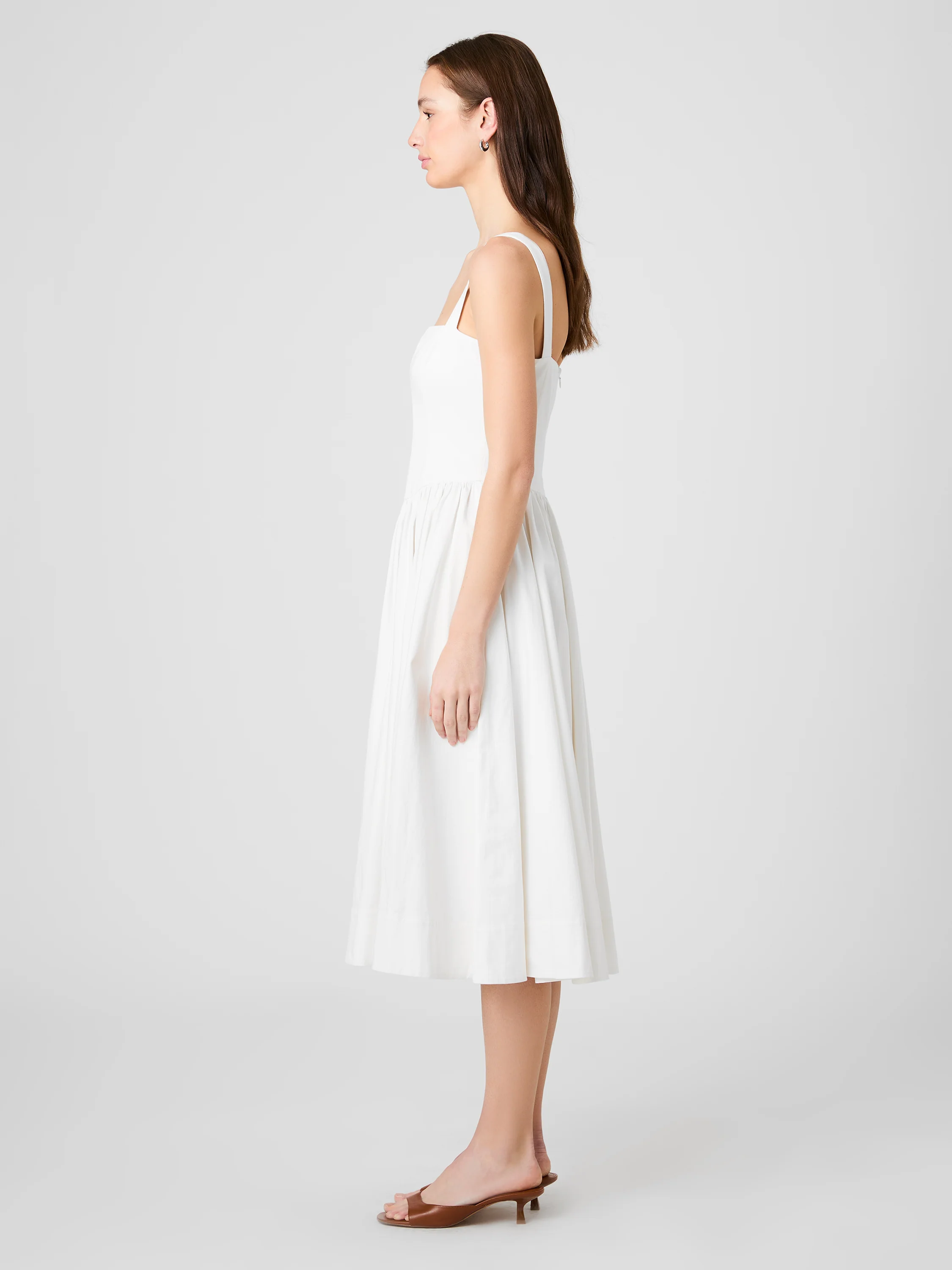COTTON SATEEN FITTED BODICE MIDI DRESS - Image 3