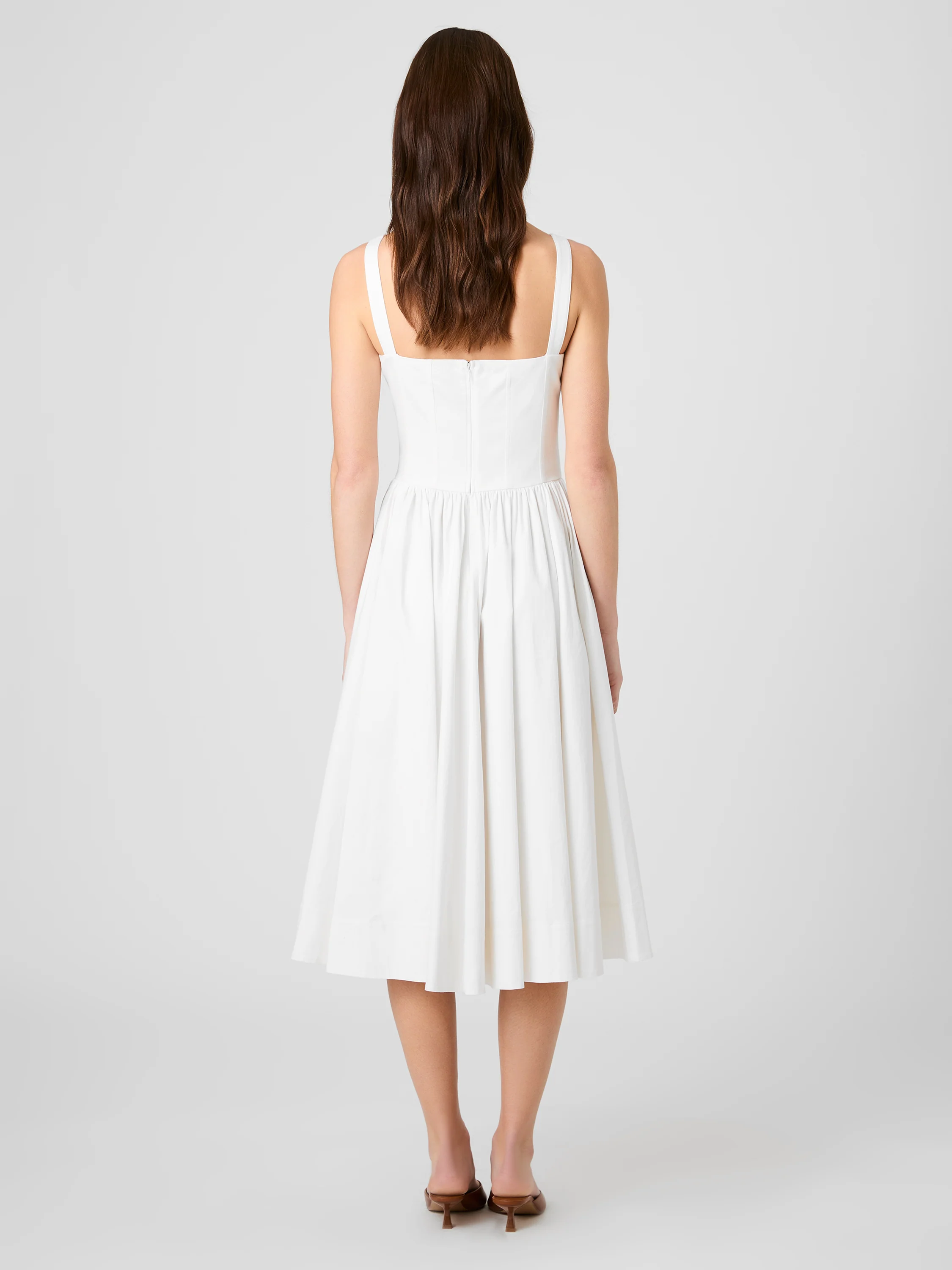 COTTON SATEEN FITTED BODICE MIDI DRESS - Image 4