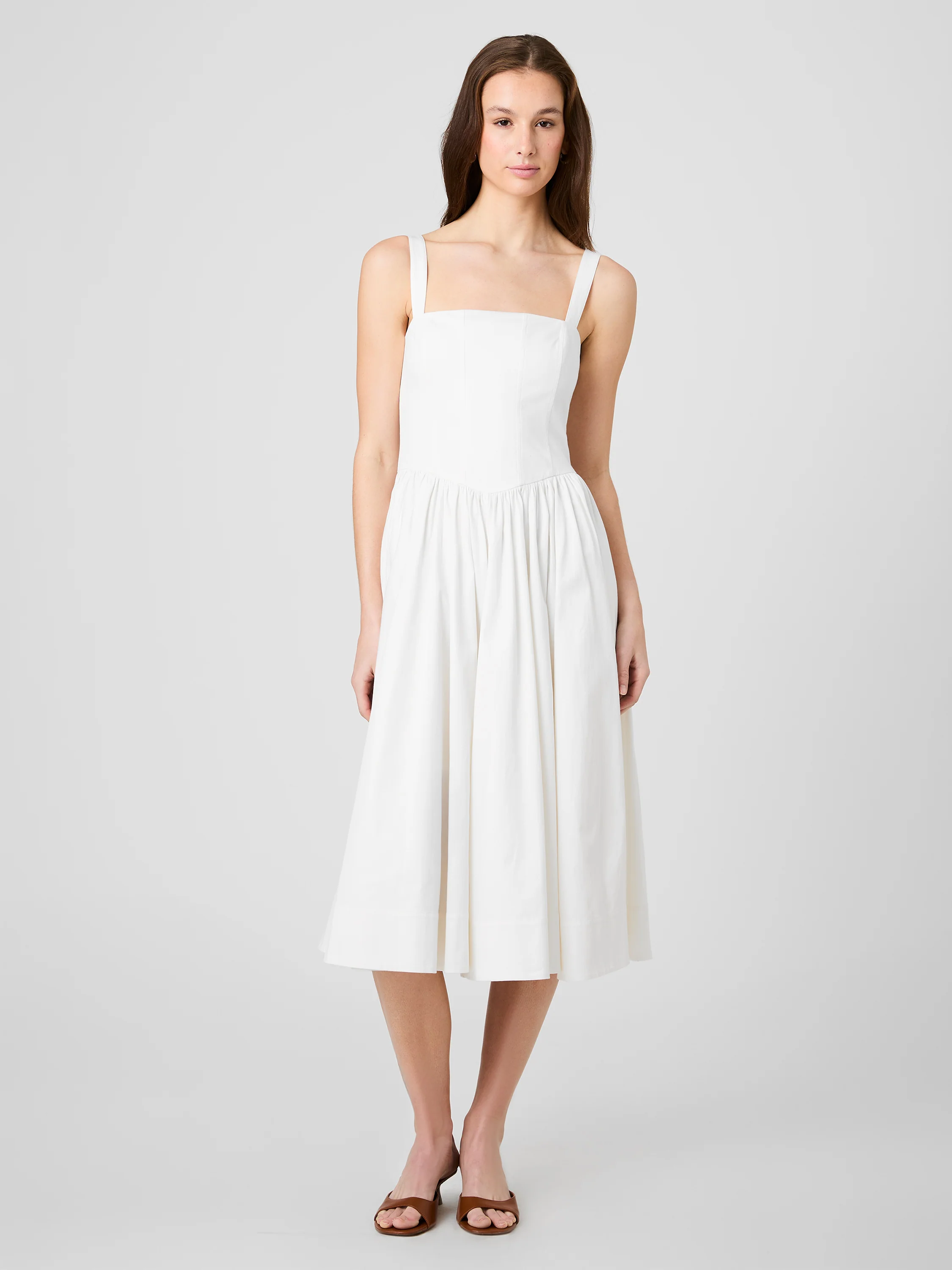 COTTON SATEEN FITTED BODICE MIDI DRESS - Image 5