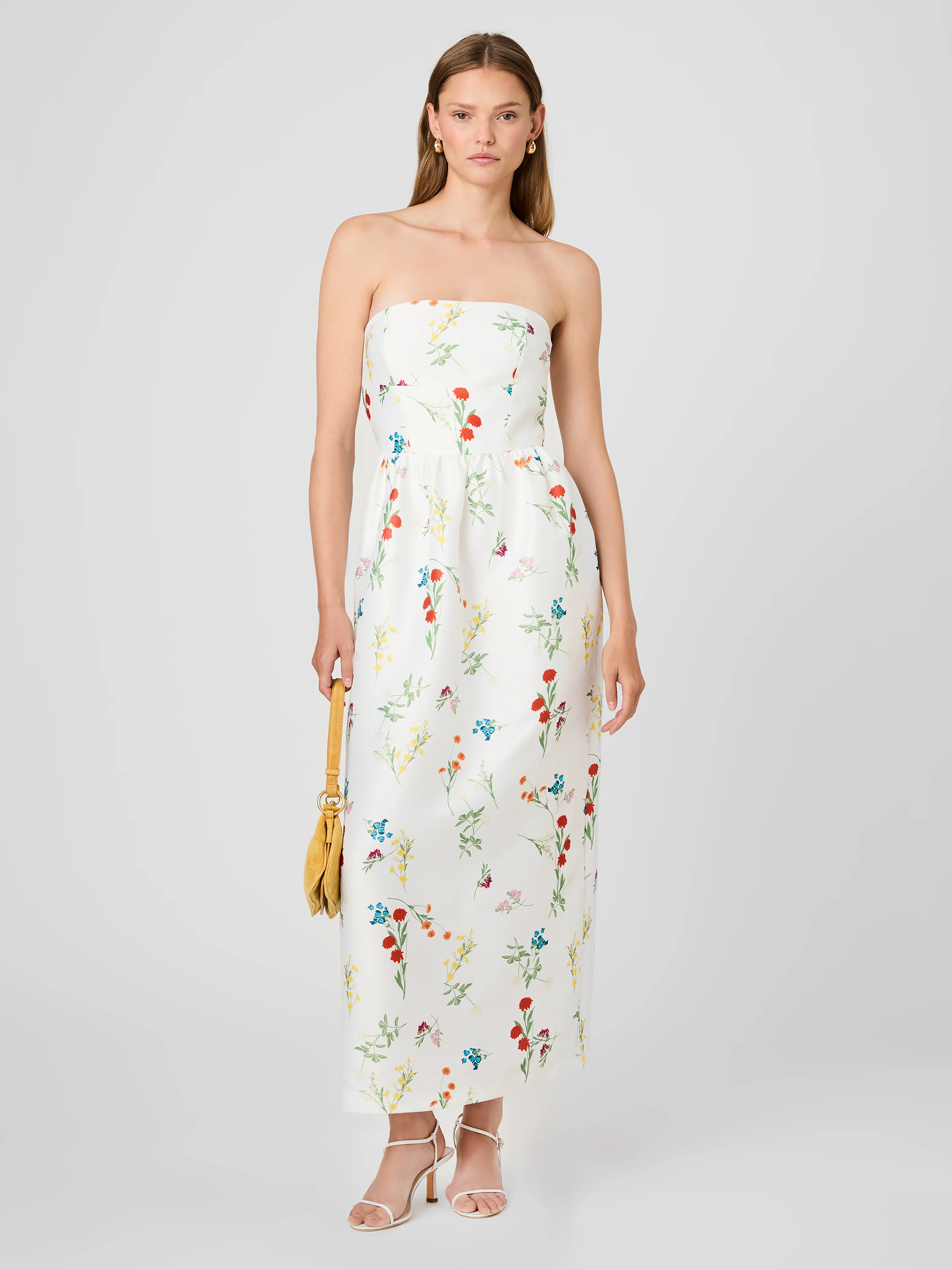 STRUCTURED TAFFETA CHRISTINE STRAPLESS MAXI DRESS