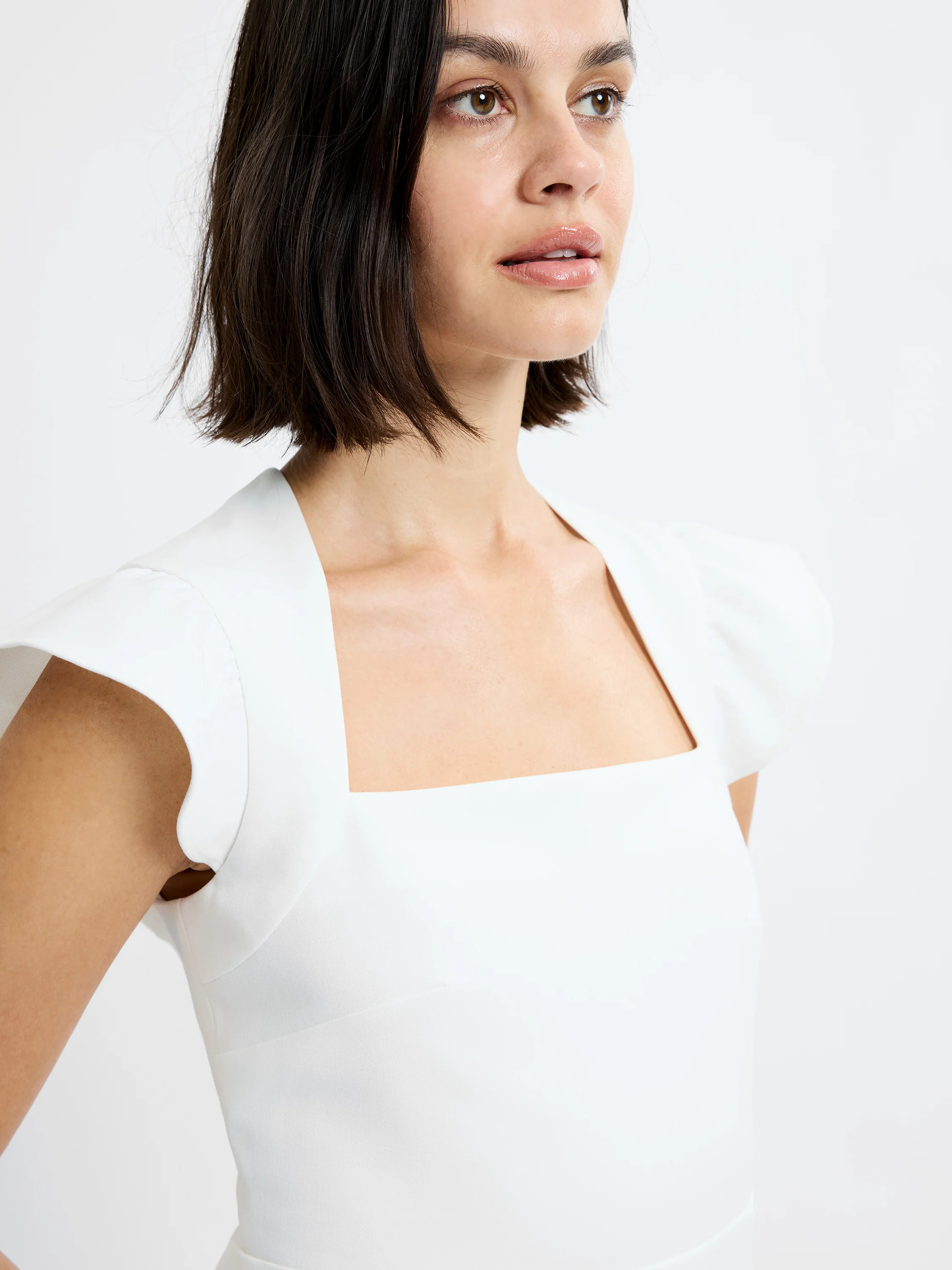 WHISPER SQUARE NECK FLUTTER SLEEVE MINI DRESS - Image 3