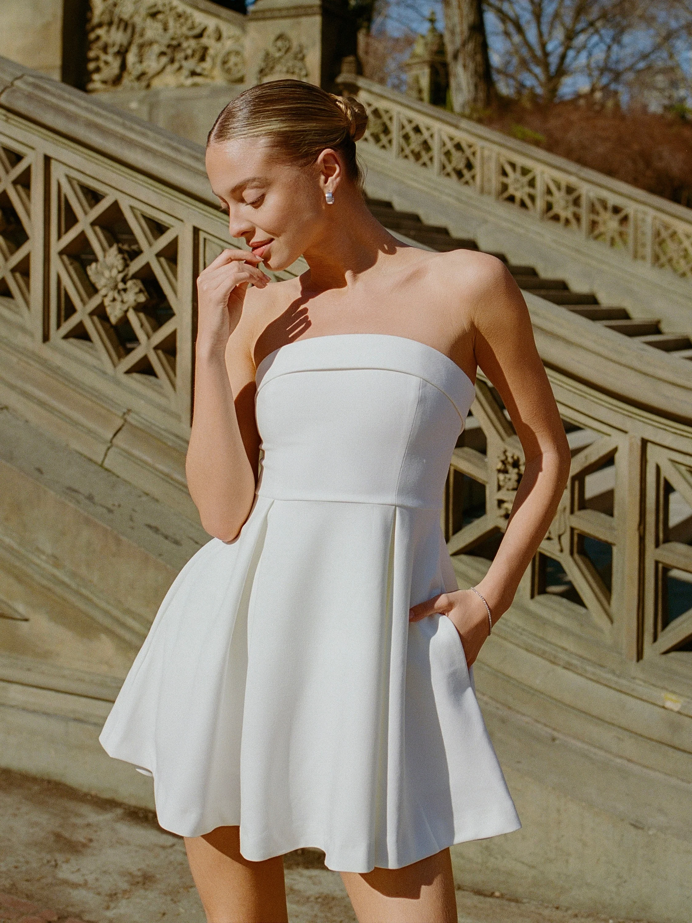 WHISPER FOLDOVER PLEAT MINI DRESS - Image 4