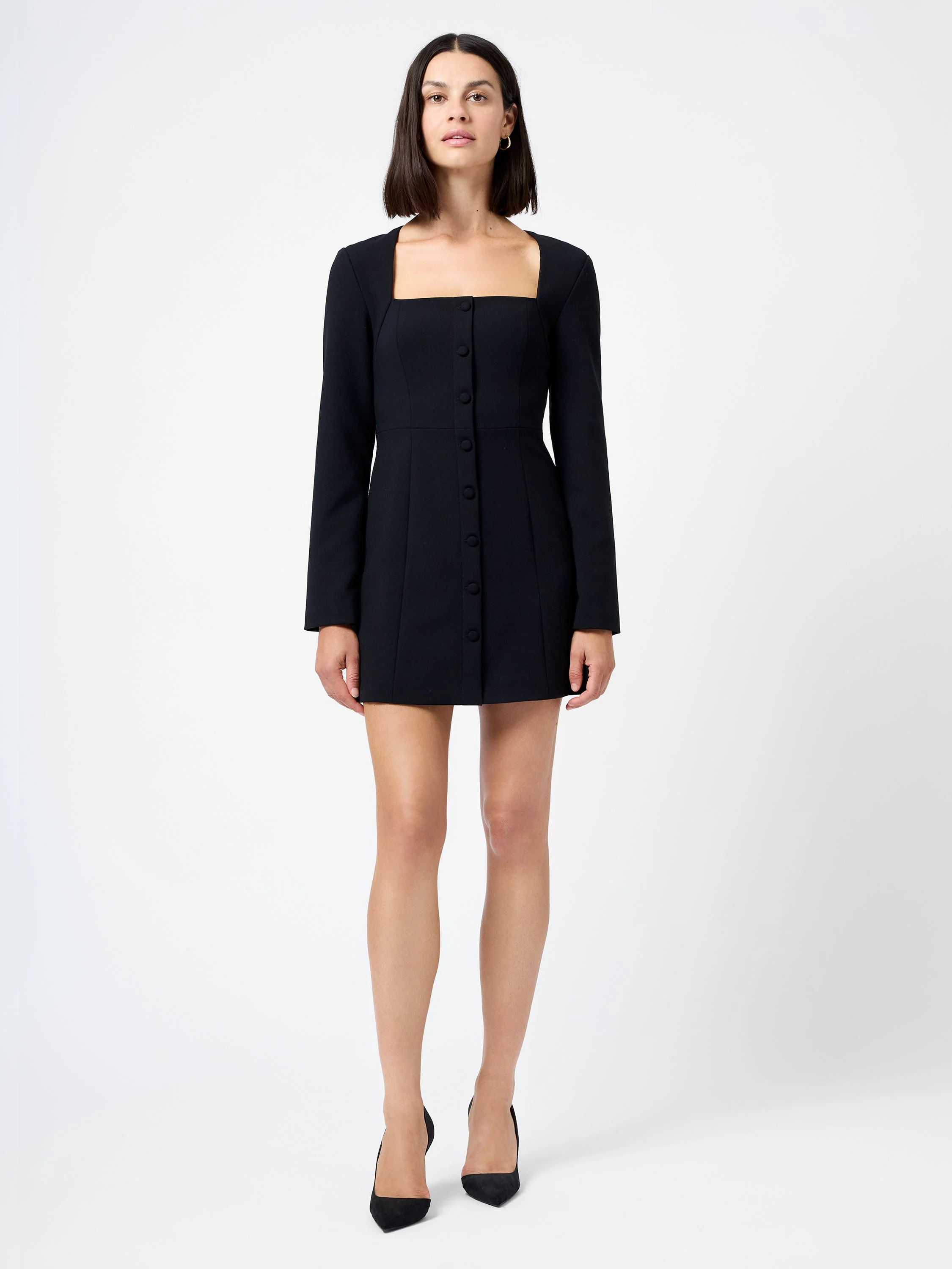 WHISPER SQUARE NECK LONG SLEEVE MINI DRESS - Image 2
