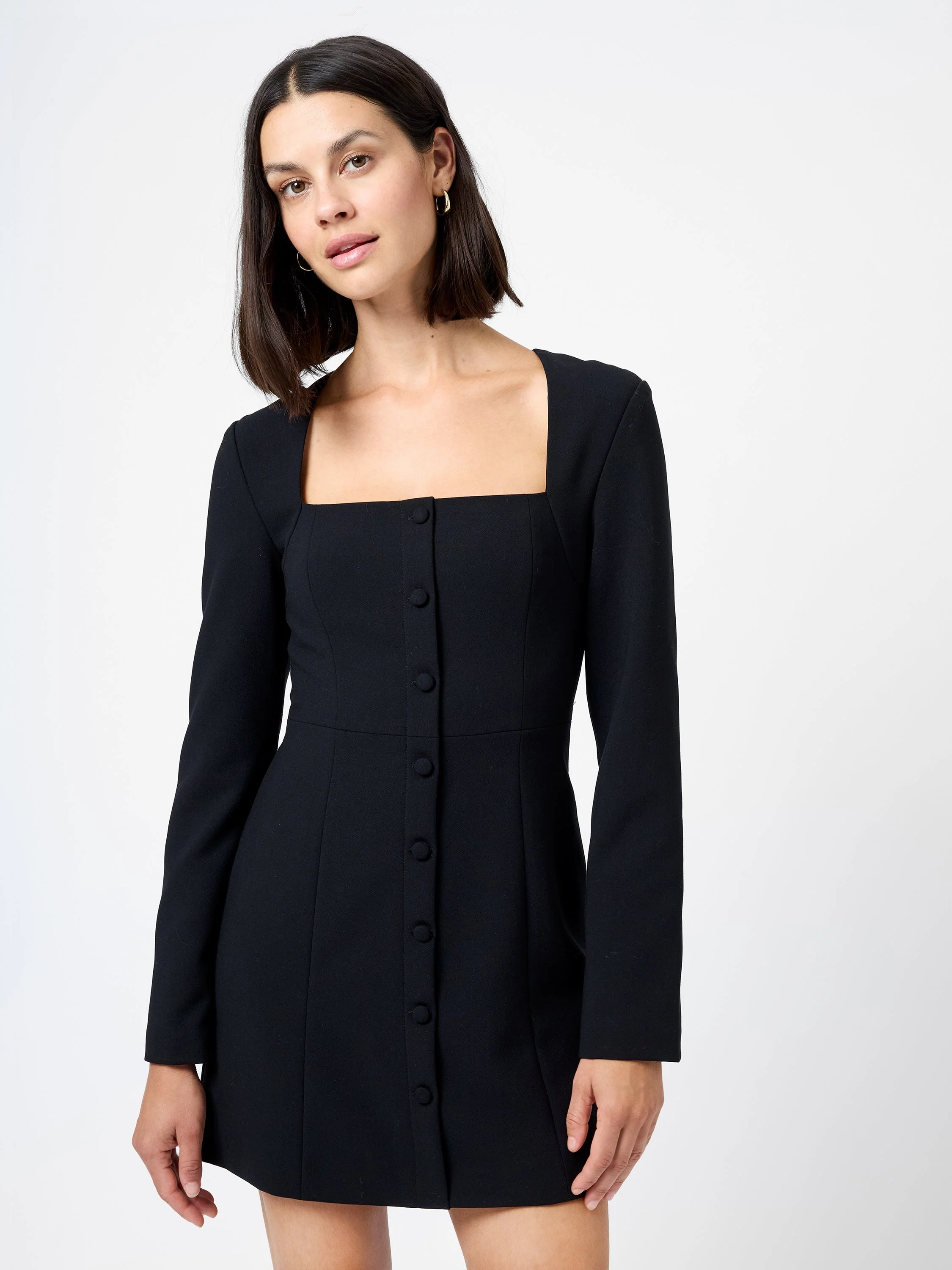 WHISPER SQUARE NECK LONG SLEEVE MINI DRESS - Image 3