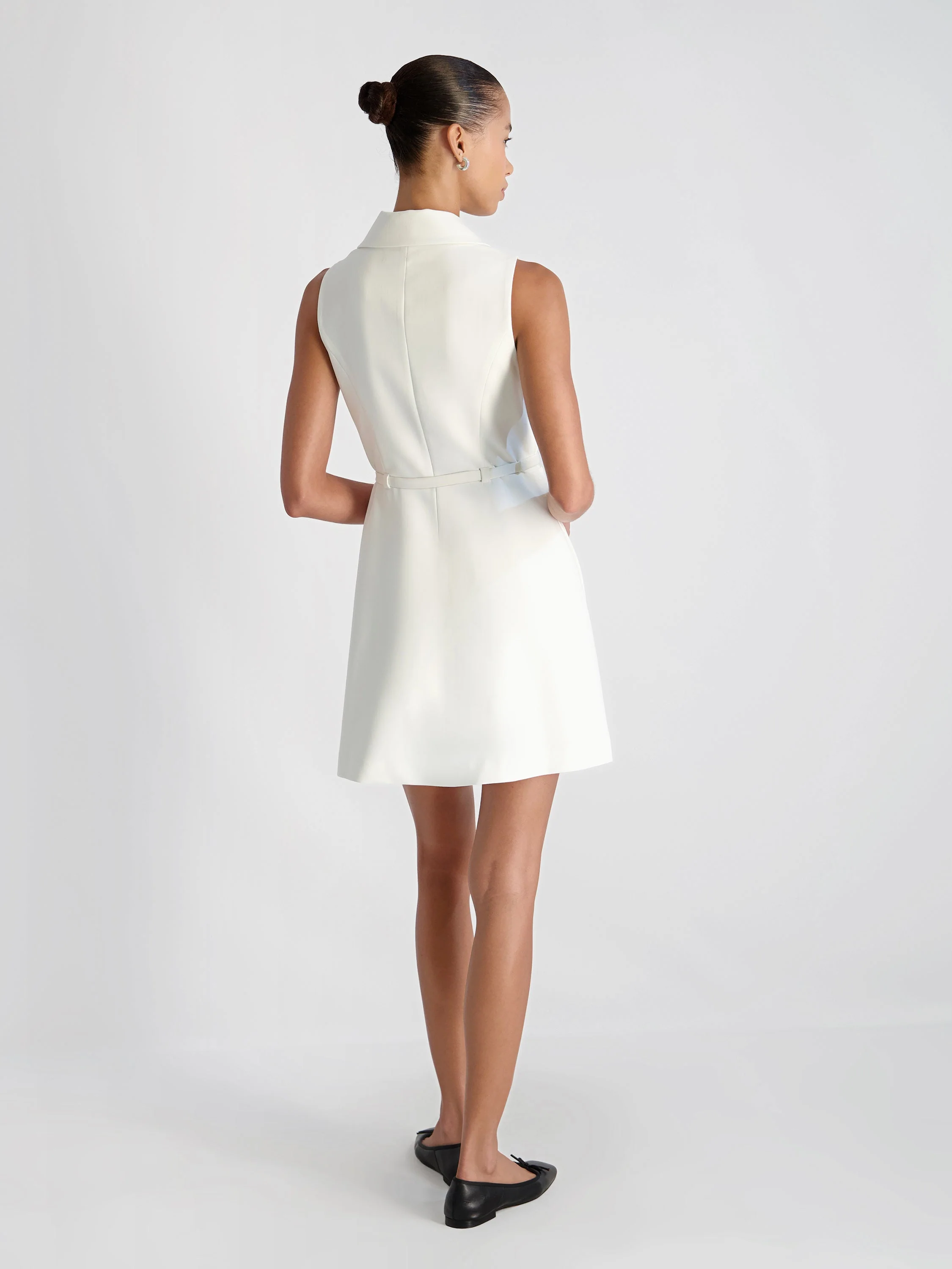 AZRA TWILL BELTED SLEEVELESS MINI DRESS - Image 4
