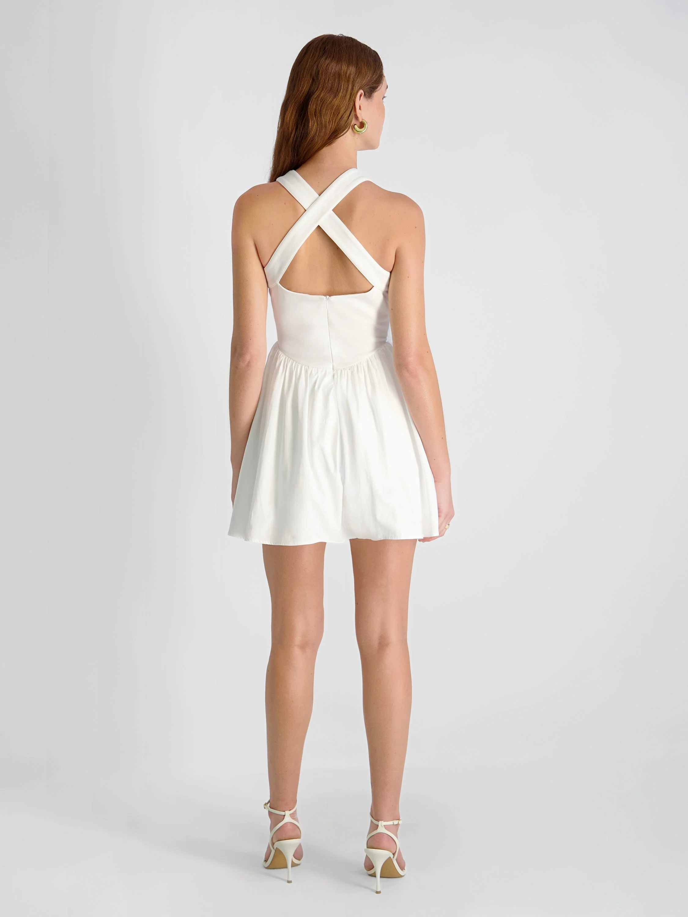 CLEO PONTE COMBO POPLIN HALTER MINI DRESS - Image 4