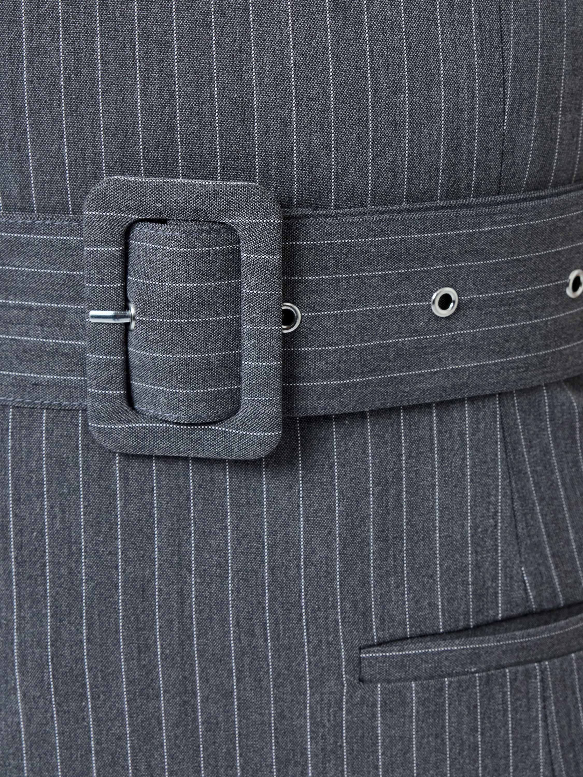 MINKA PINSTRIPE BELTED MINI DRESS - Image 4