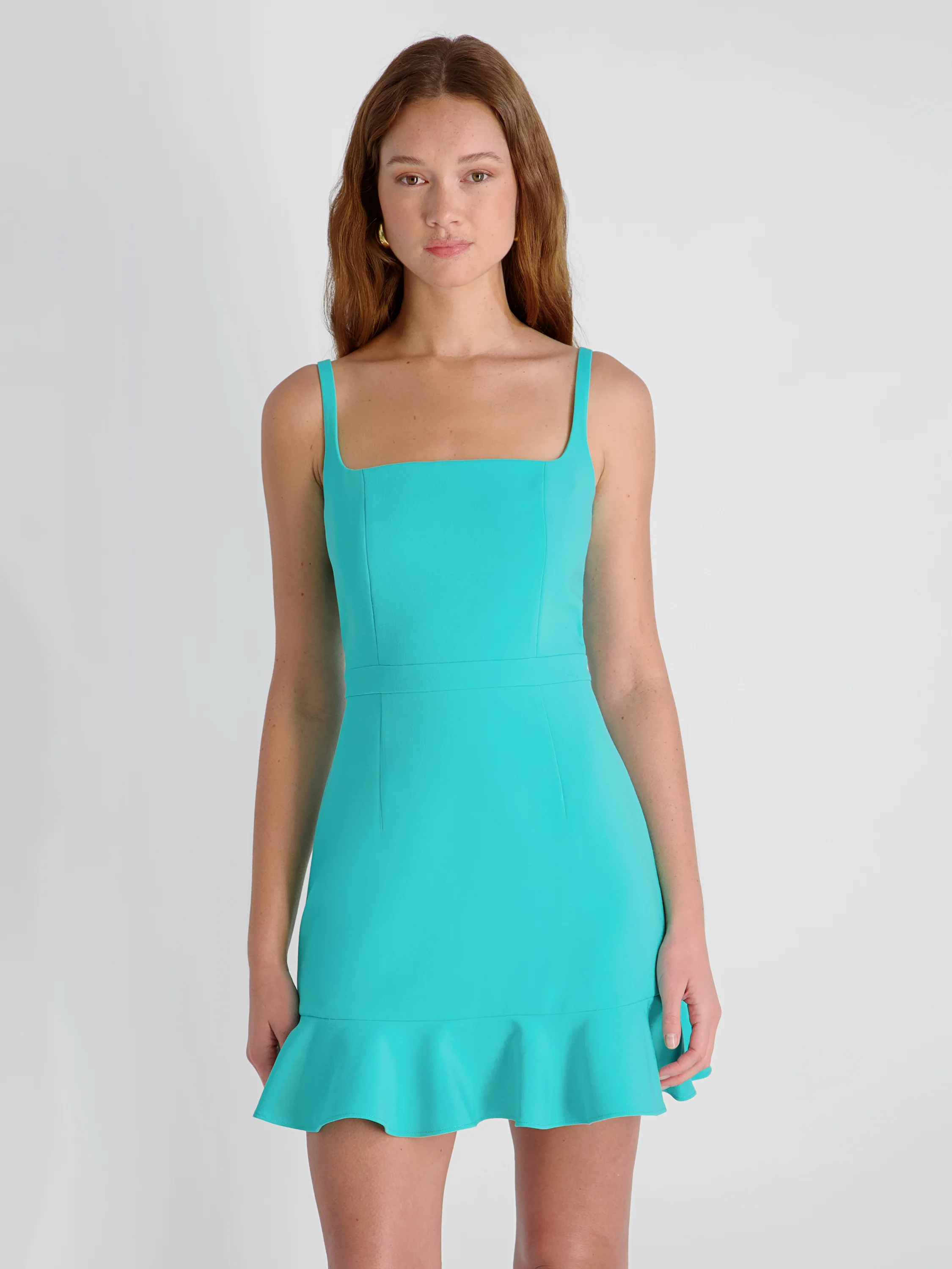 WHISPER SQUARE NECK FRILL HEM MINI DRESS - Image 2
