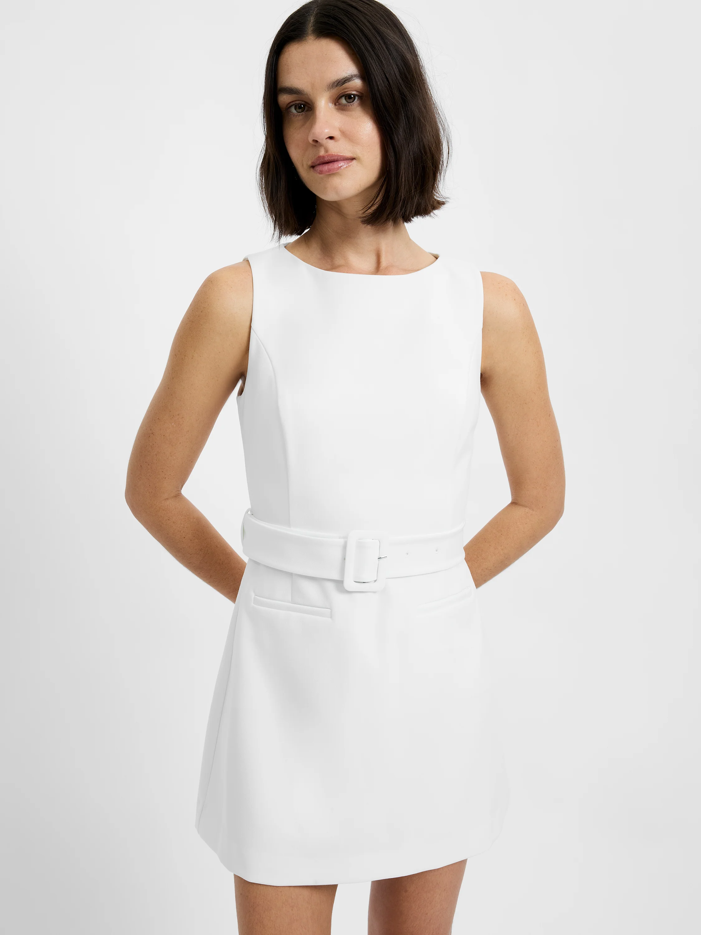 AZRA TWILL BELTED MINI DRESS