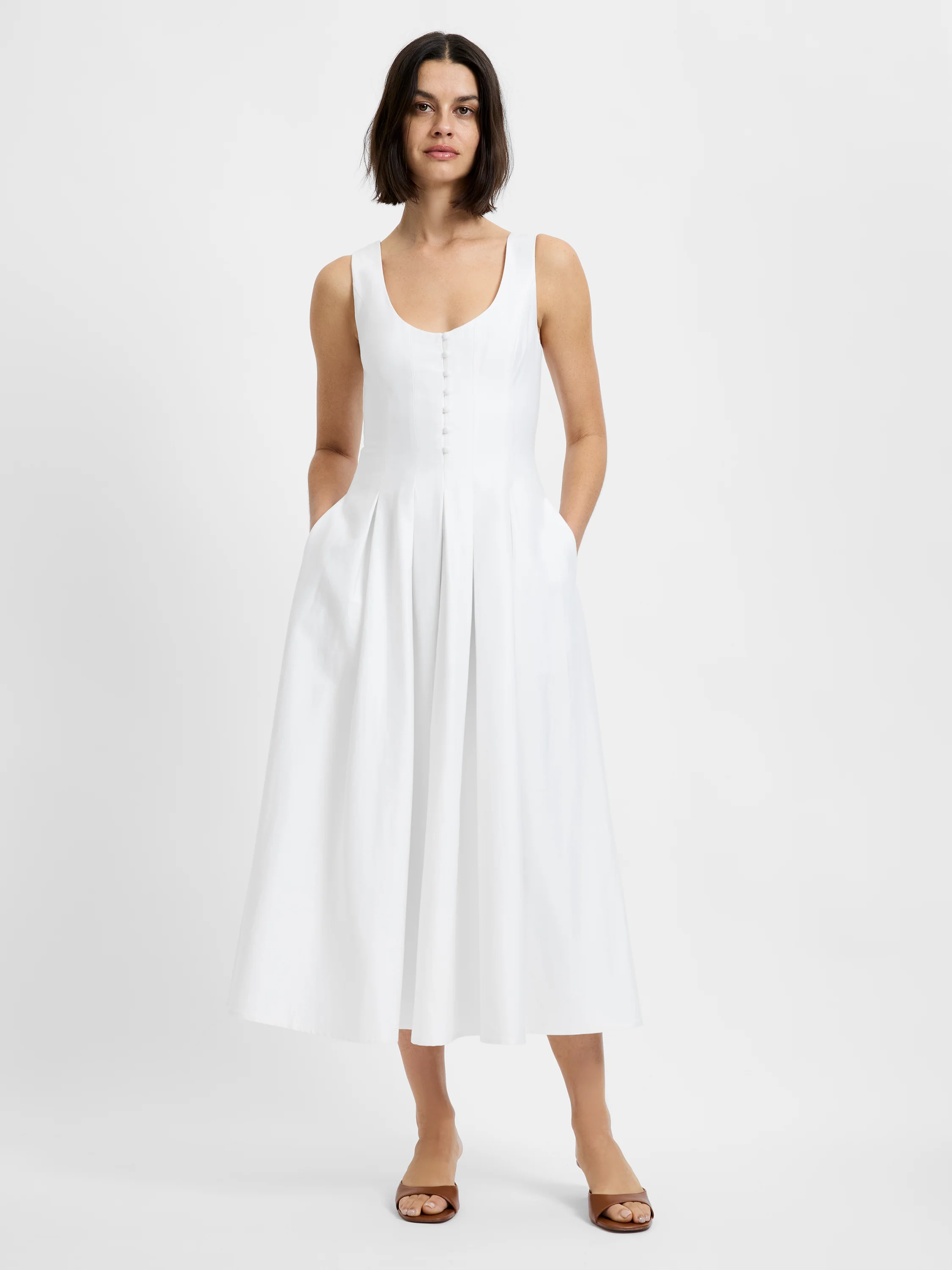COTTON SATEEN MIDI DRESS - Image 5
