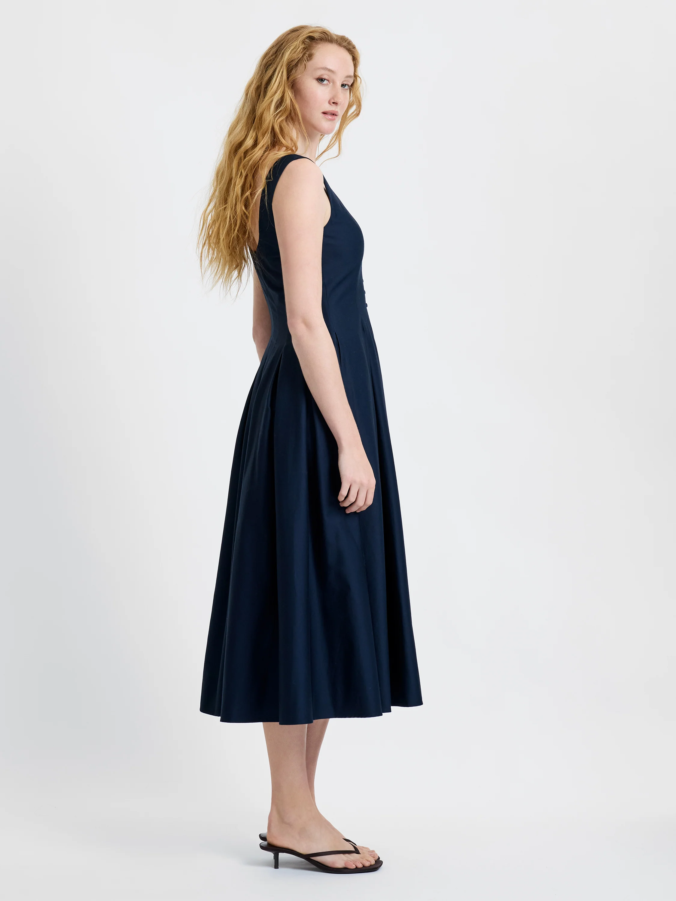 COTTON SATEEN MIDI DRESS - Image 4