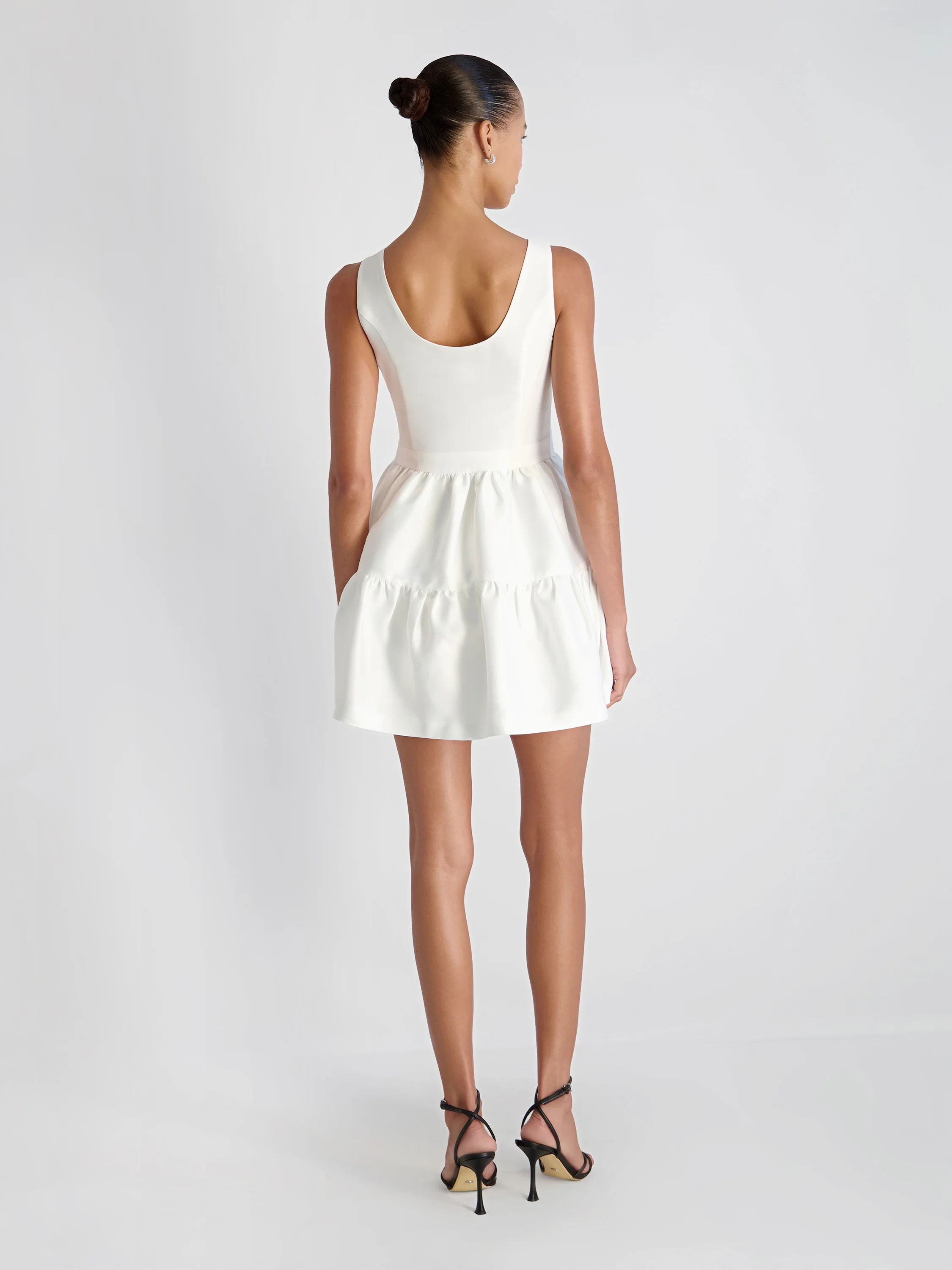 STRUCTURED TAFFETA TIERED FLARE MINI DRESS - Image 3