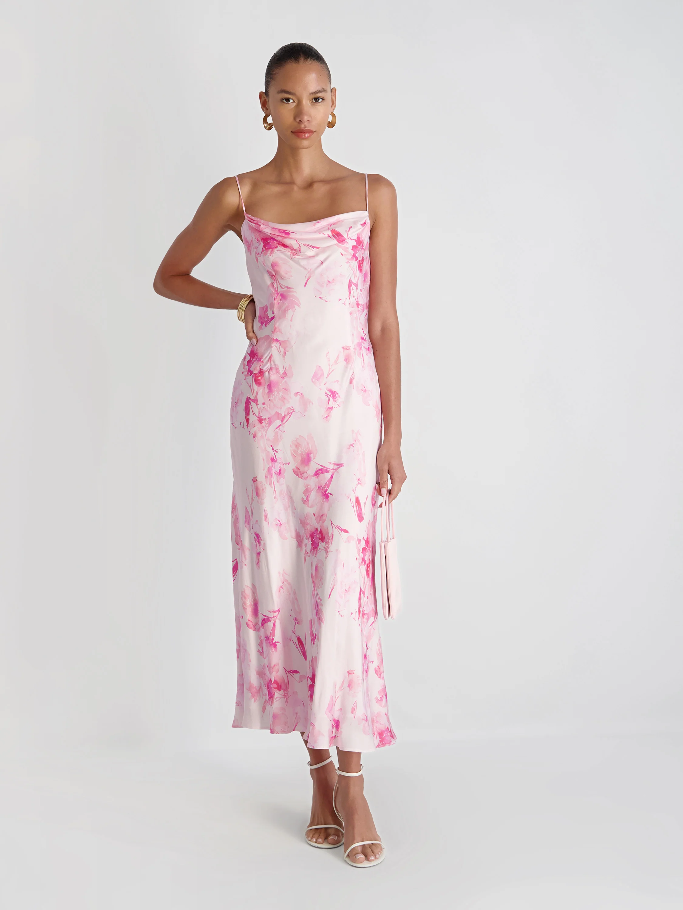 OONA SATIN SOPHIE FLEUR MIDI DRESS - Image 3
