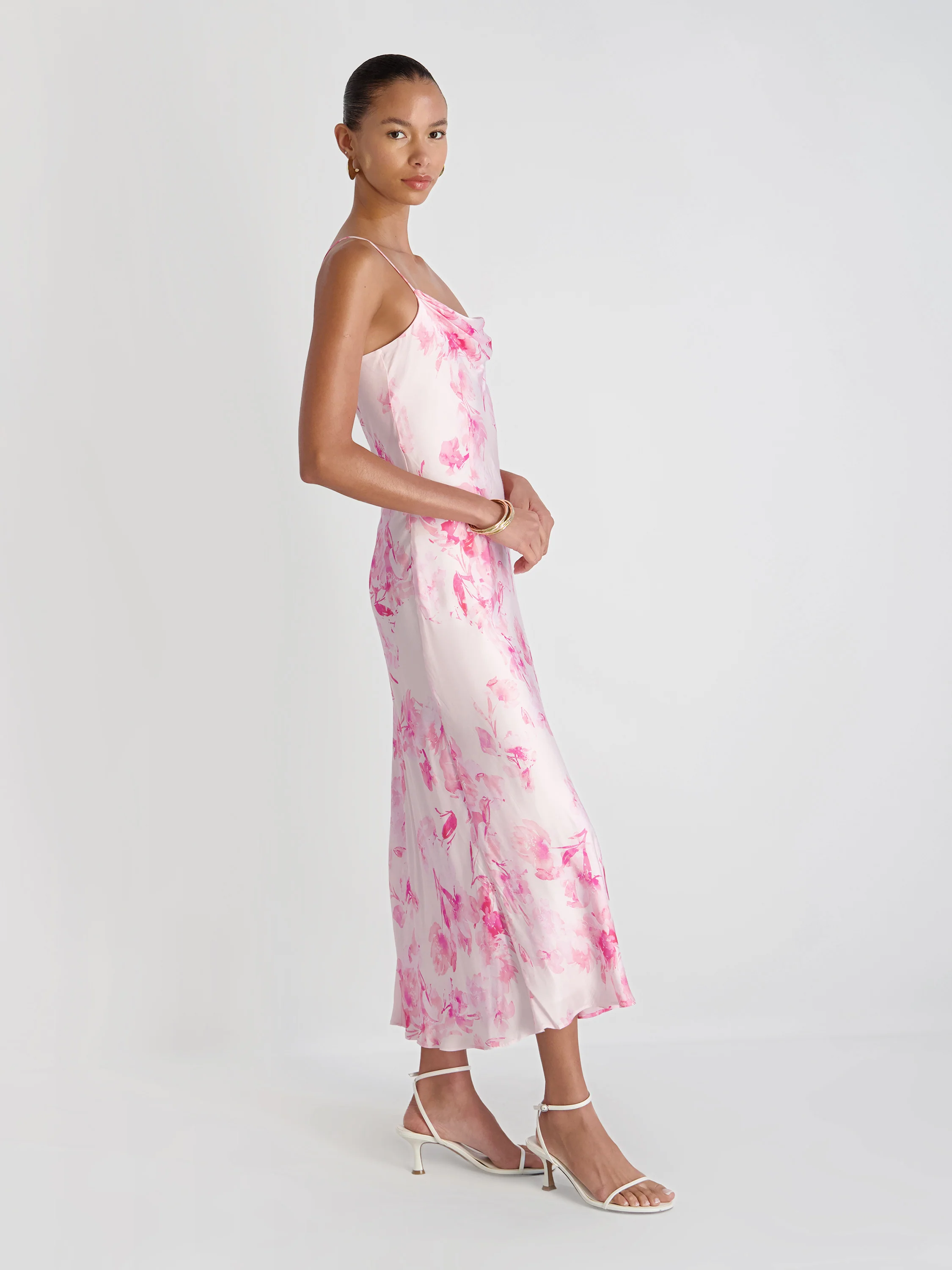 OONA SATIN SOPHIE FLEUR MIDI DRESS - Image 5