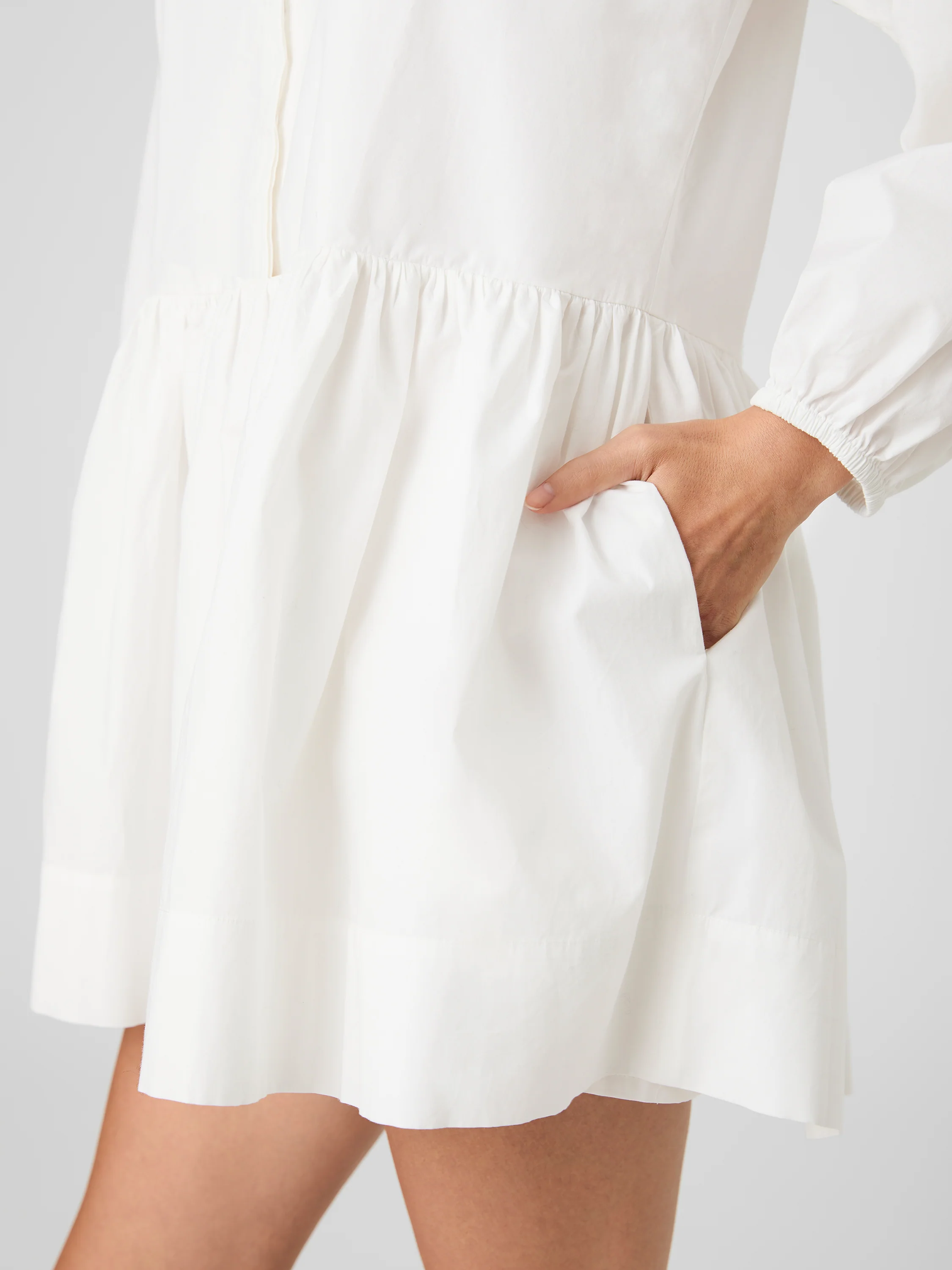 CAMBRIA COTTON FLARE MINI LONG SLEEVE DRESS - Image 3
