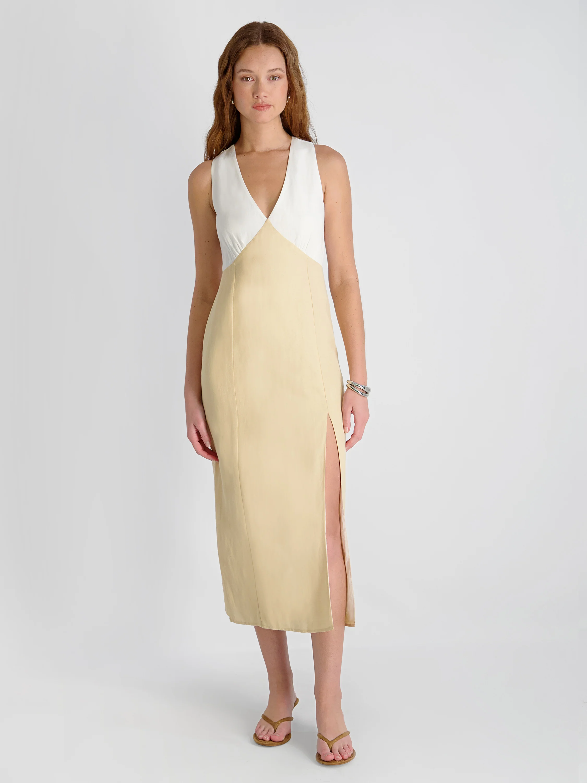 COOPER LINEN V-NECK MIDI DRESS - Image 5