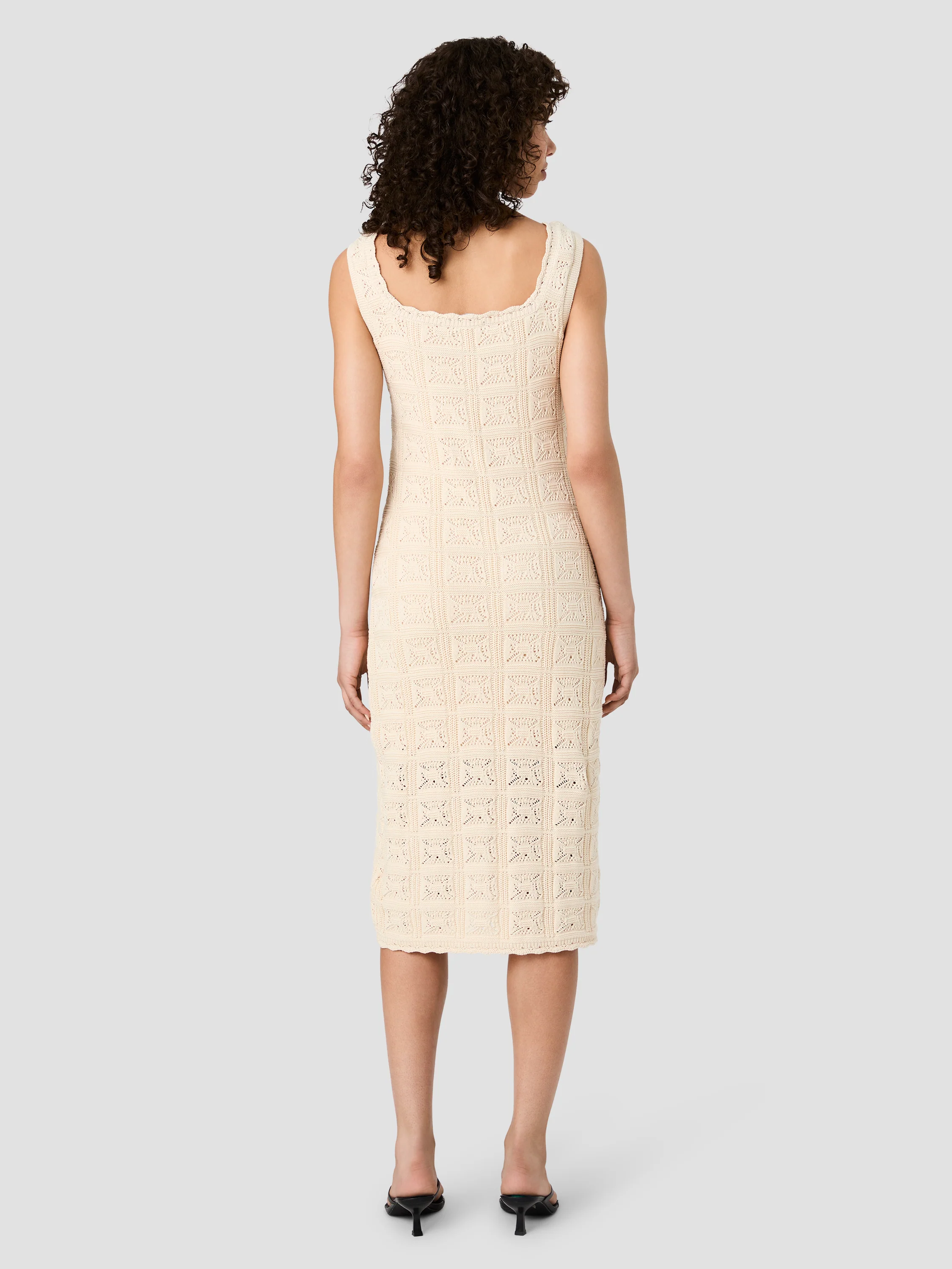 NELLIS SQUARE CROCHET KNIT MIDI DRESS - Image 3