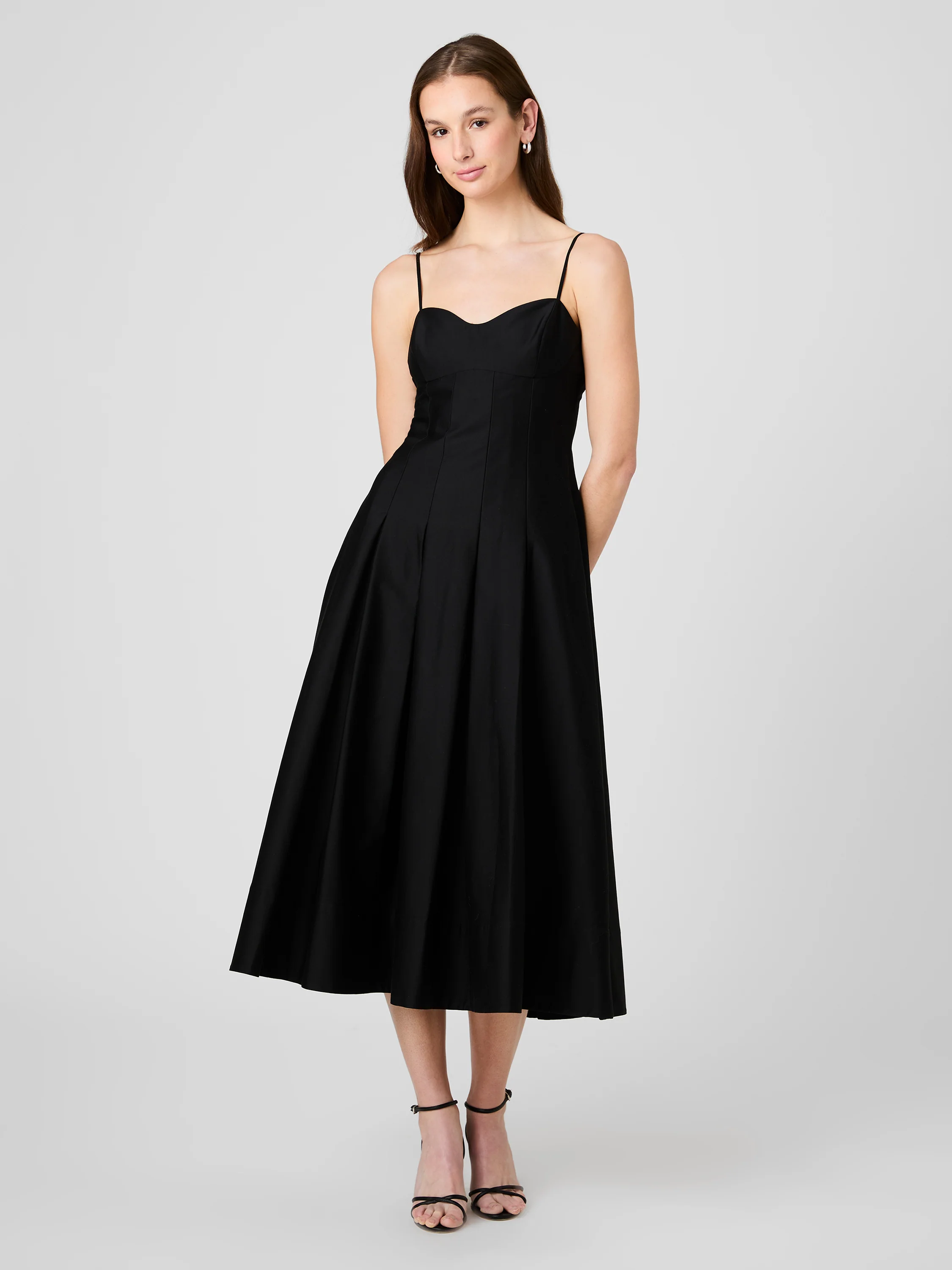 COTTON SATEEN PLEATED MIDI DRESS - Image 2