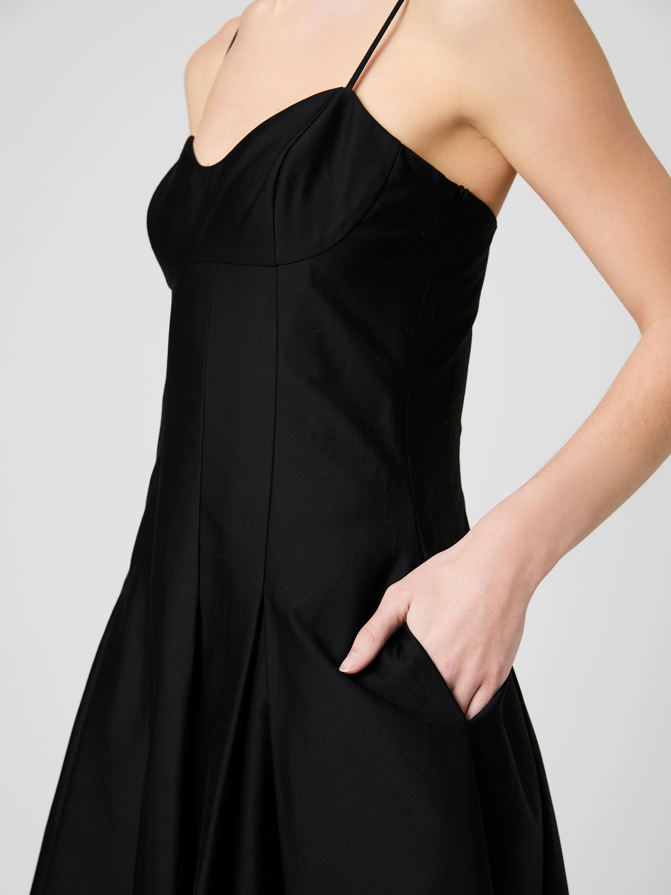 COTTON SATEEN PLEATED MIDI DRESS - Image 3