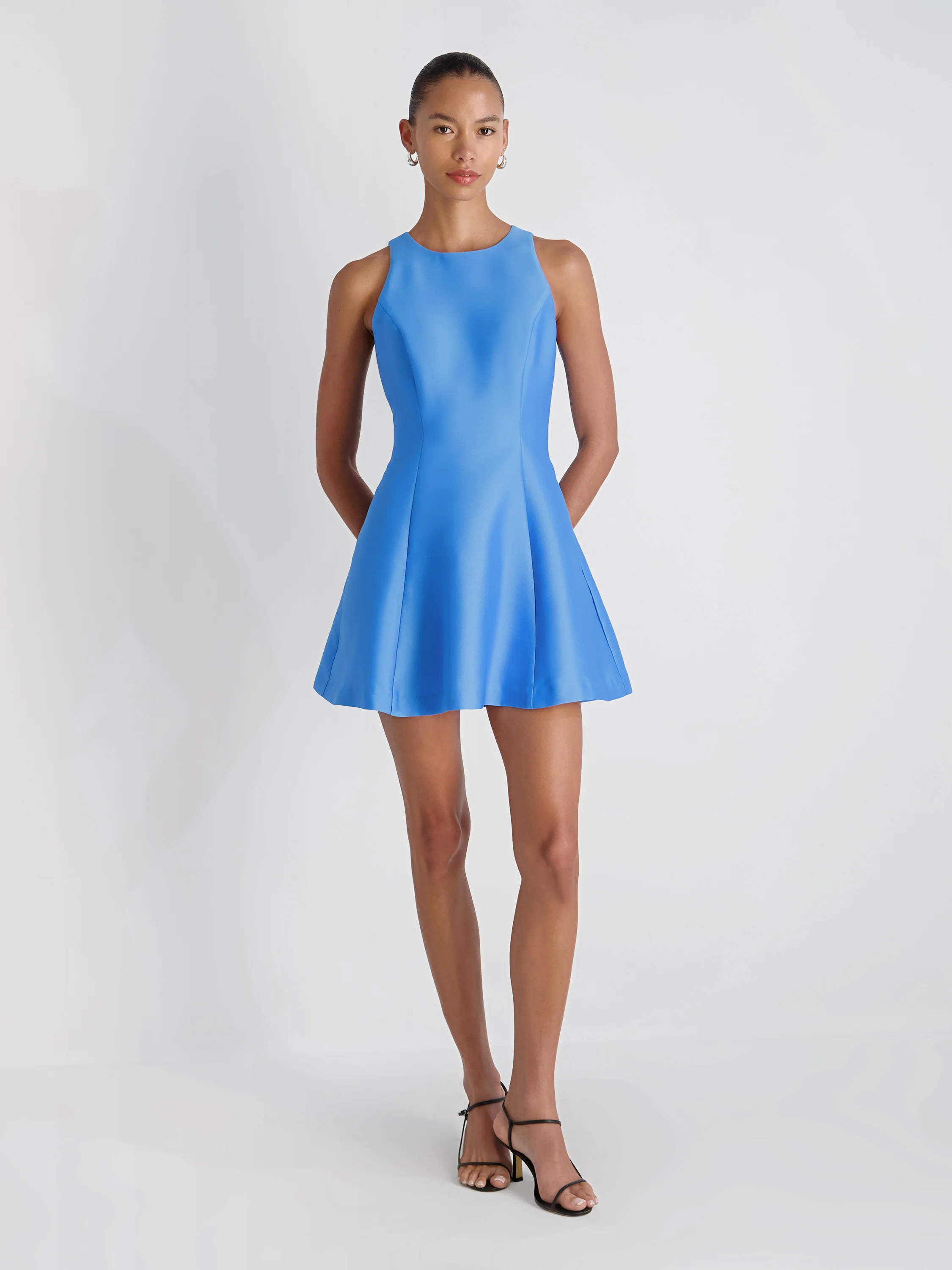 STRUCTURED TAFFETA FLARE MINI DRESS - Image 5