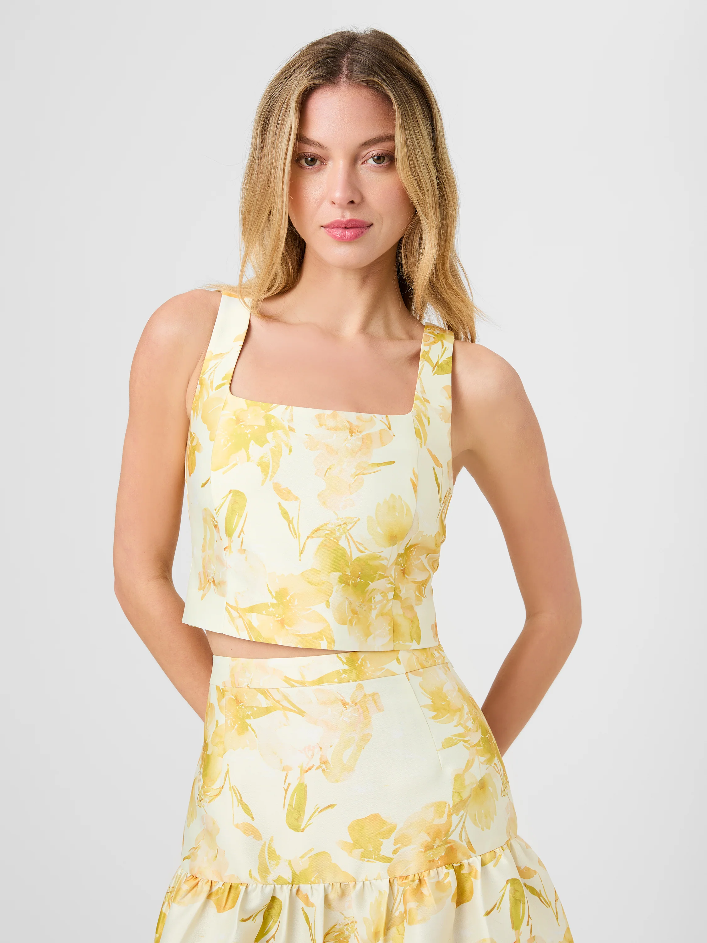 STRUCTURED TAFFETA SOPHIE FLEUR CROPPED TOP