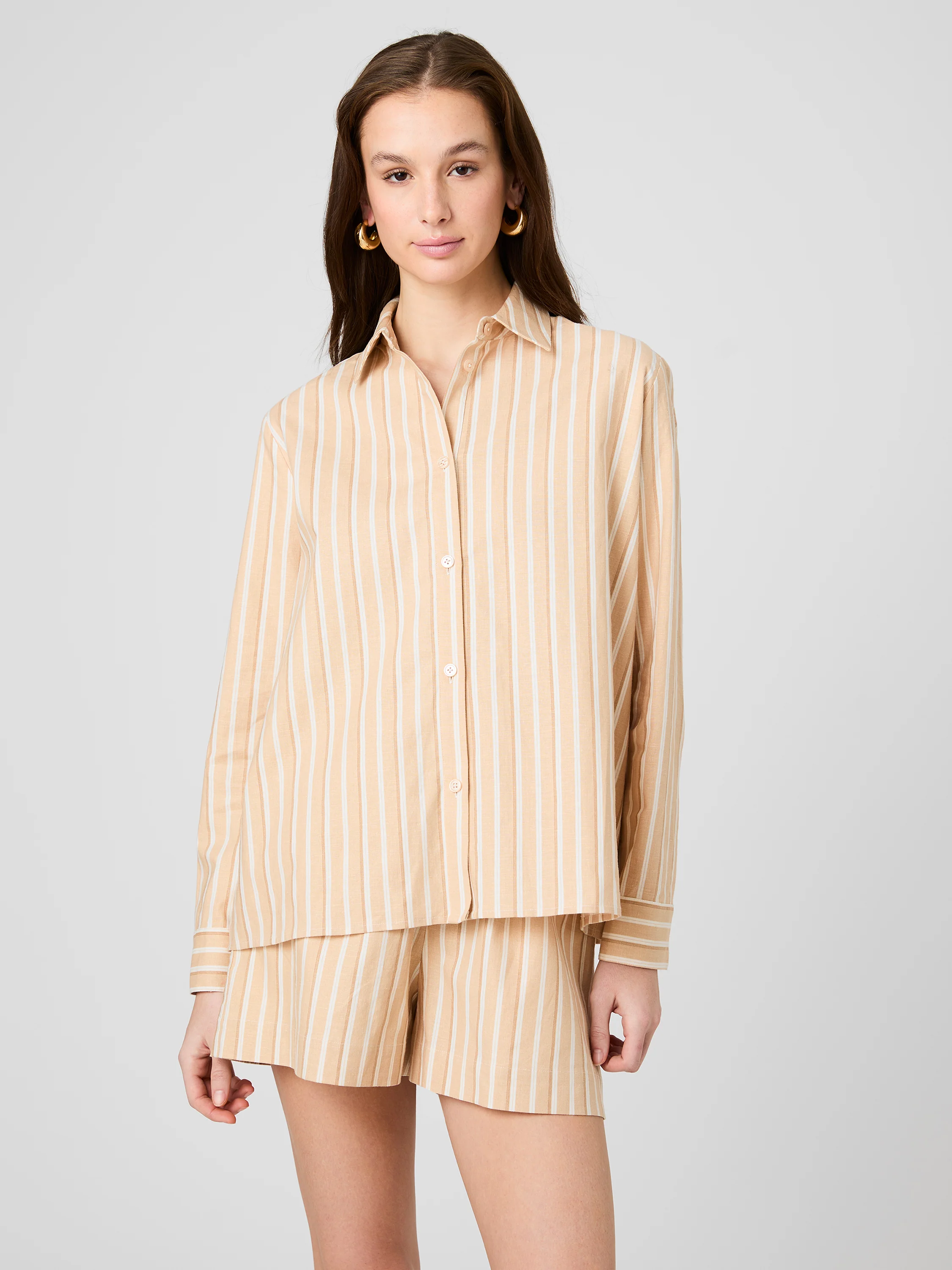 ASPEN LINEN SANDLOT STRIPE BUTTON DOWN SHIRT
