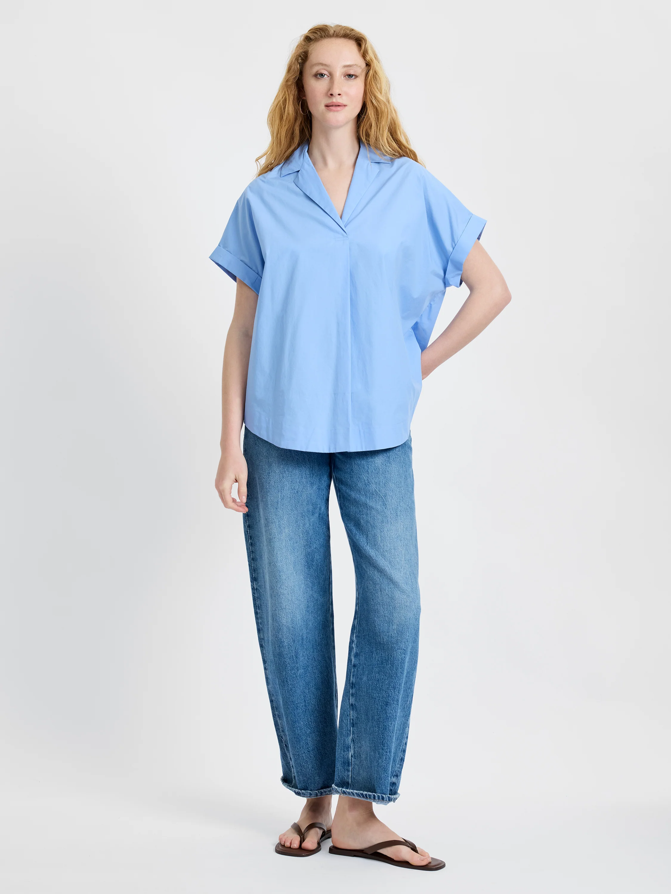 POPLIN COLLAR SHORT SLEEVE PULLOVER - Image 5