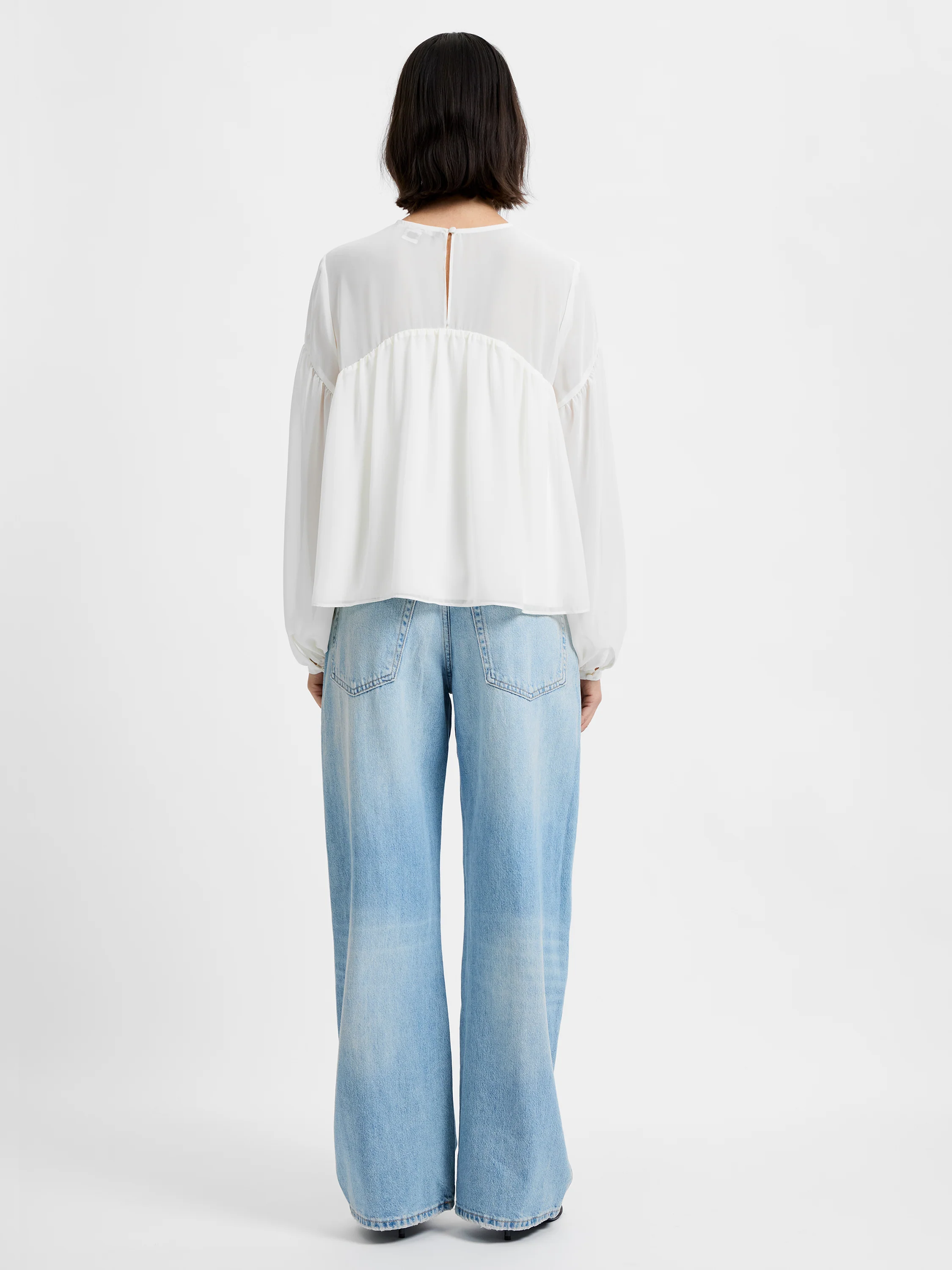 MARINA SILKY CURVED YOKE BLOUSE - Image 3