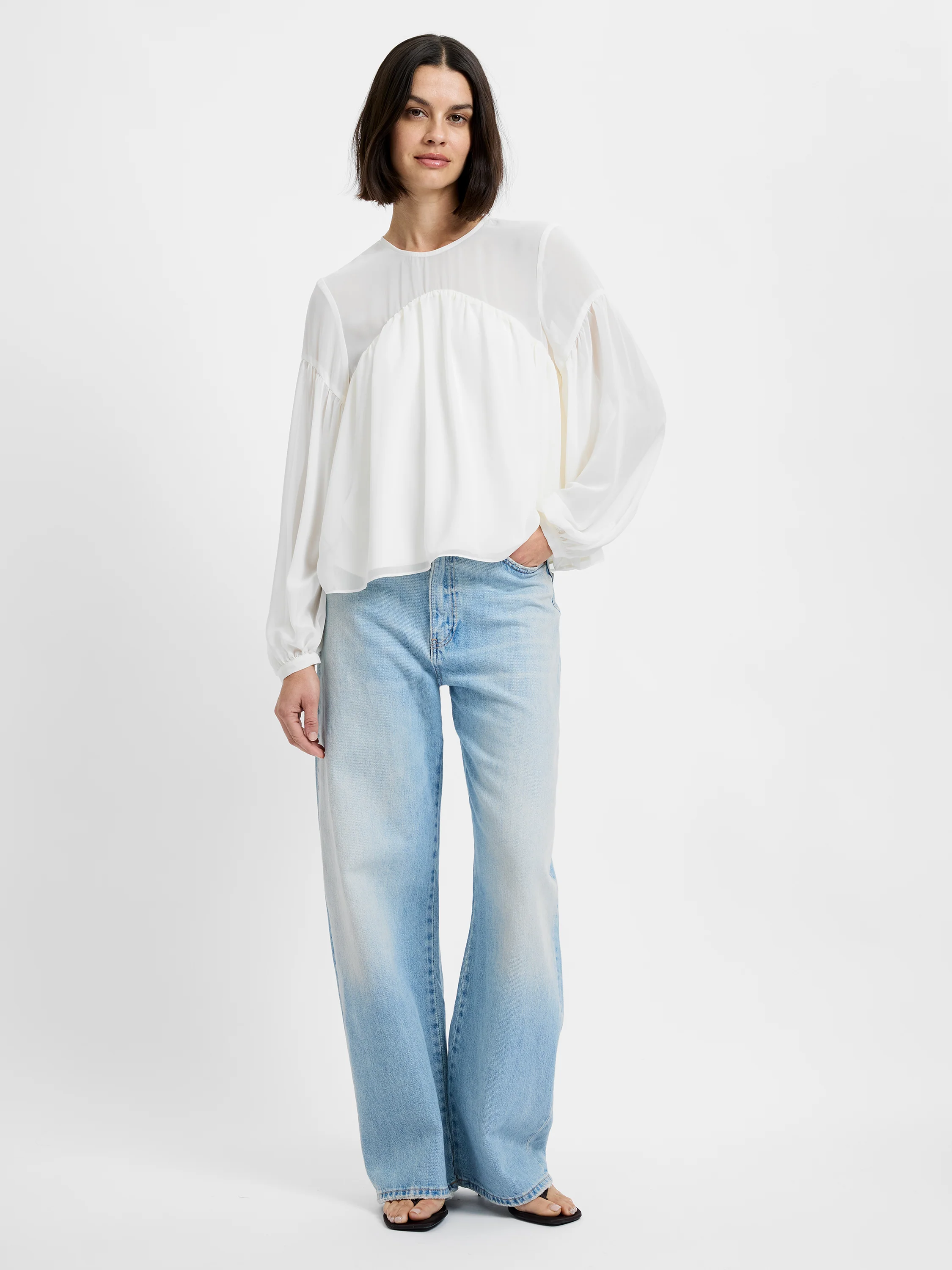 MARINA SILKY CURVED YOKE BLOUSE - Image 4