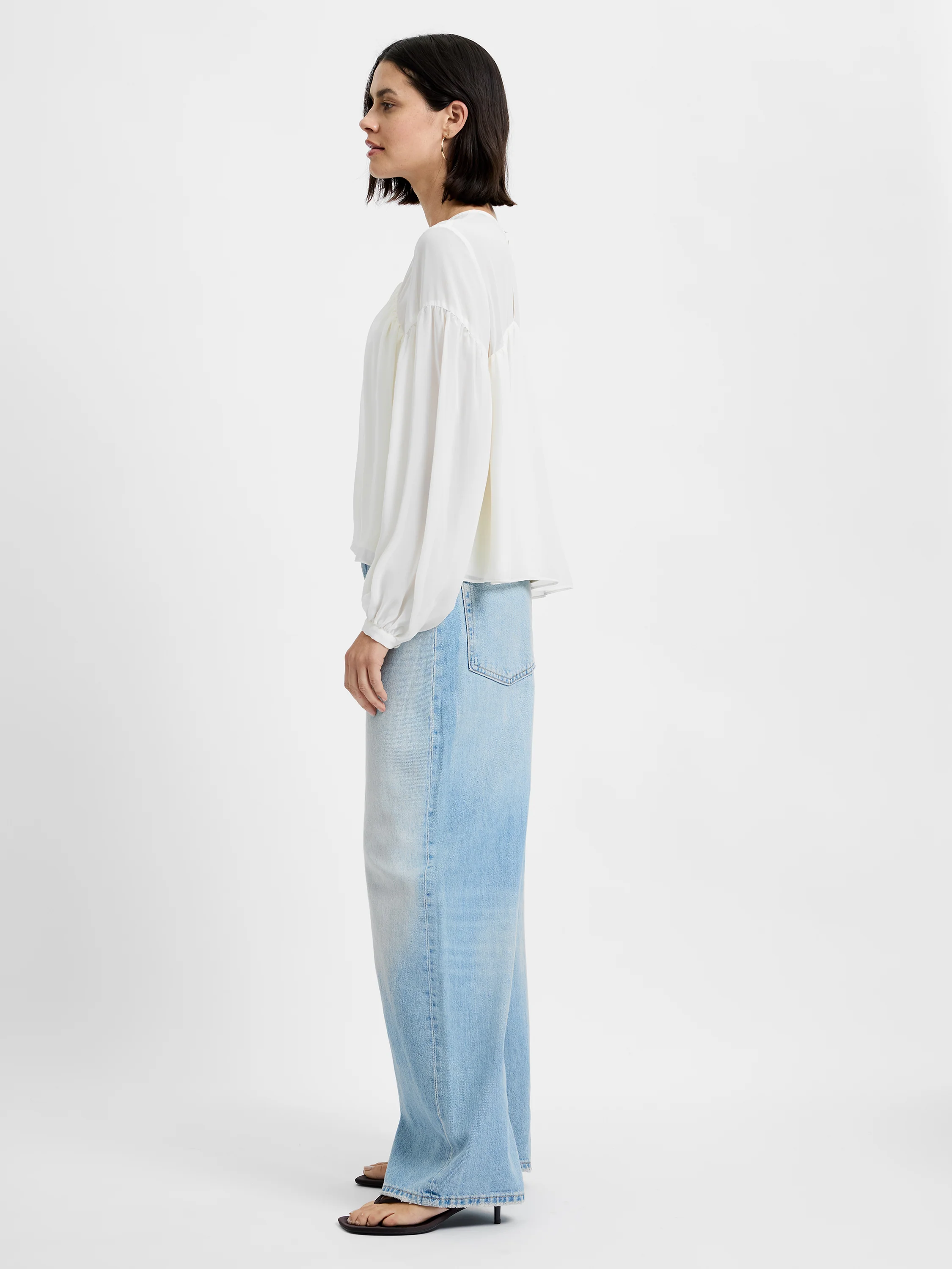 MARINA SILKY CURVED YOKE BLOUSE - Image 5