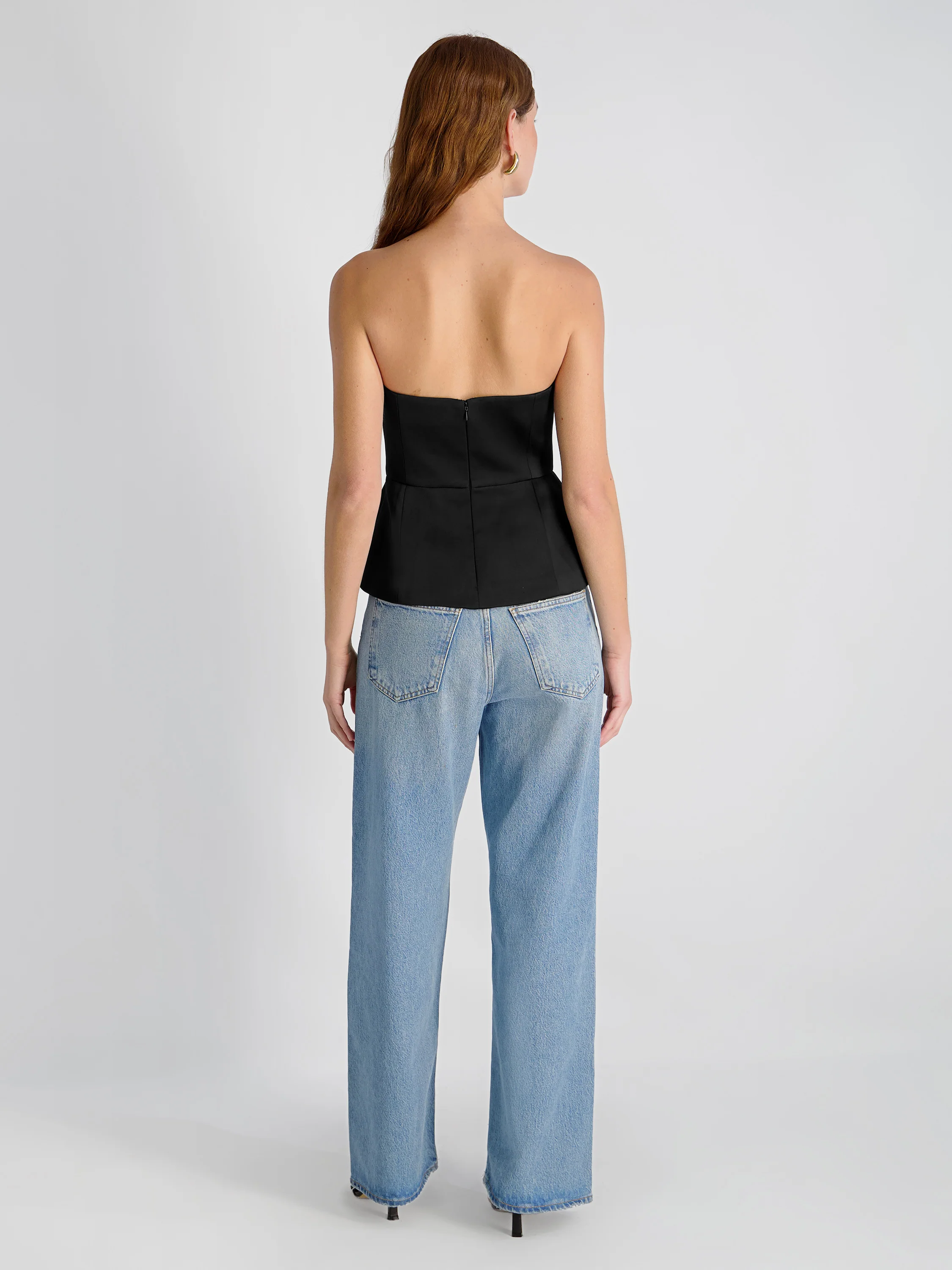 YORK SATIN STRAPLESS PEPLUM TOP - Image 3