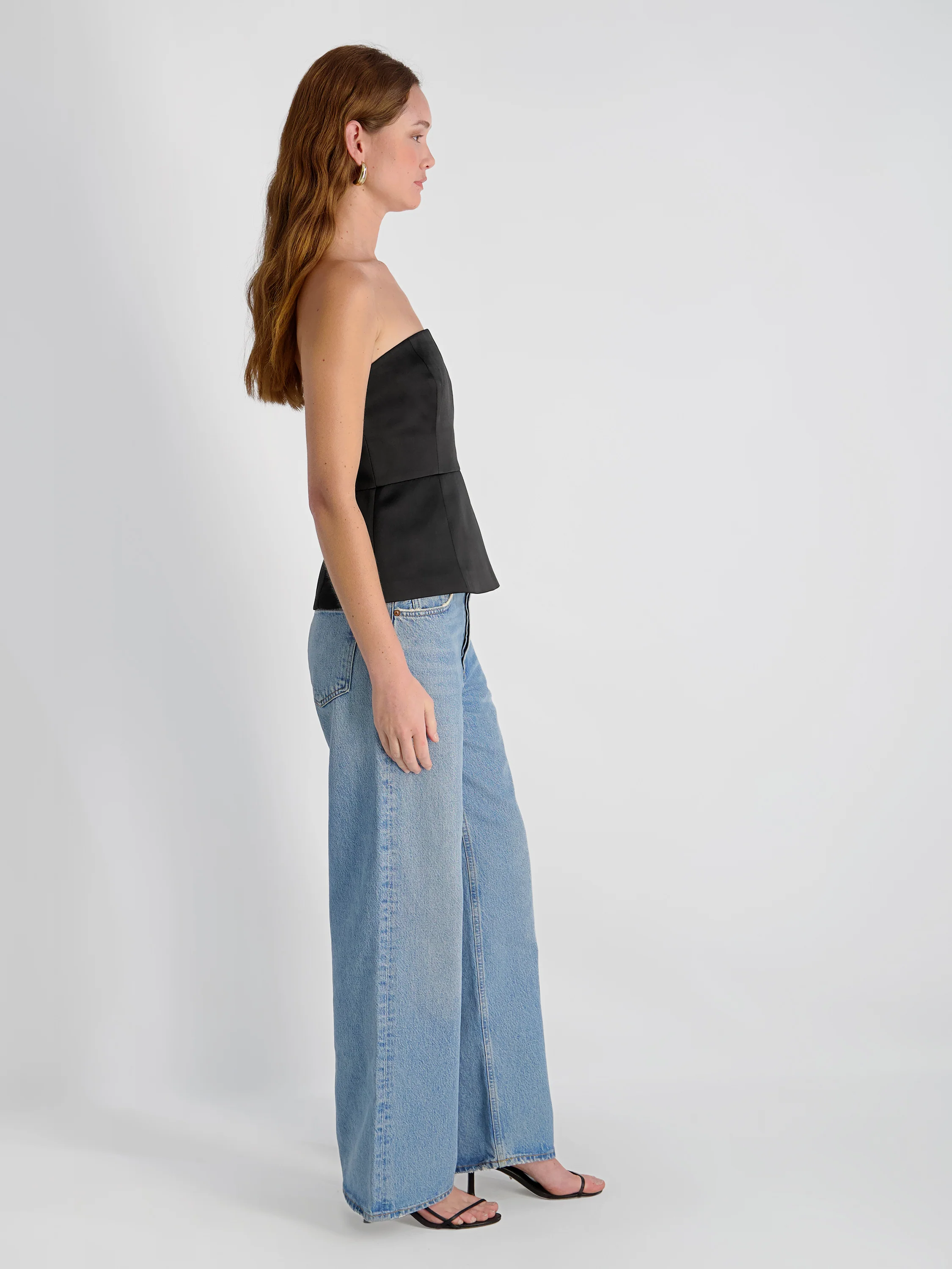 YORK SATIN STRAPLESS PEPLUM TOP - Image 5