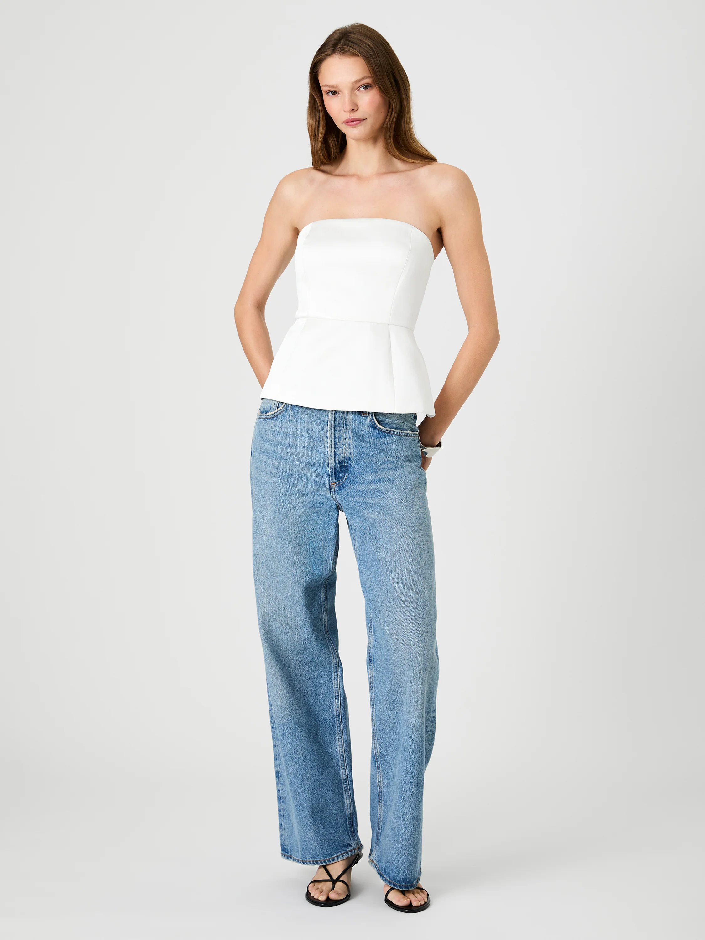 YORK SATIN STRAPLESS PEPLUM TOP - Image 4