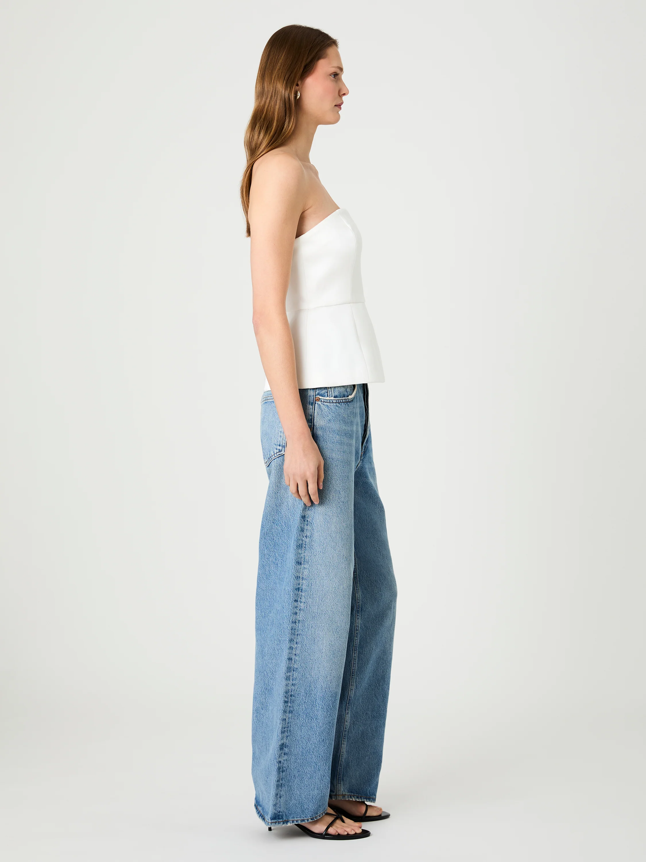 YORK SATIN STRAPLESS PEPLUM TOP - Image 6