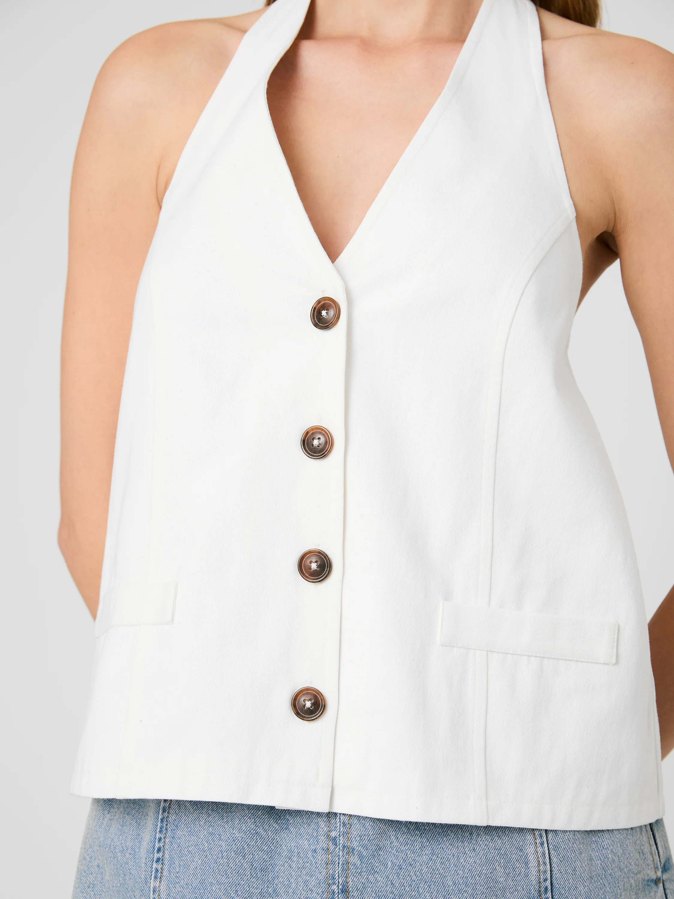 KELLER COTTON TWILL BOXY HALTER TOP - Image 6