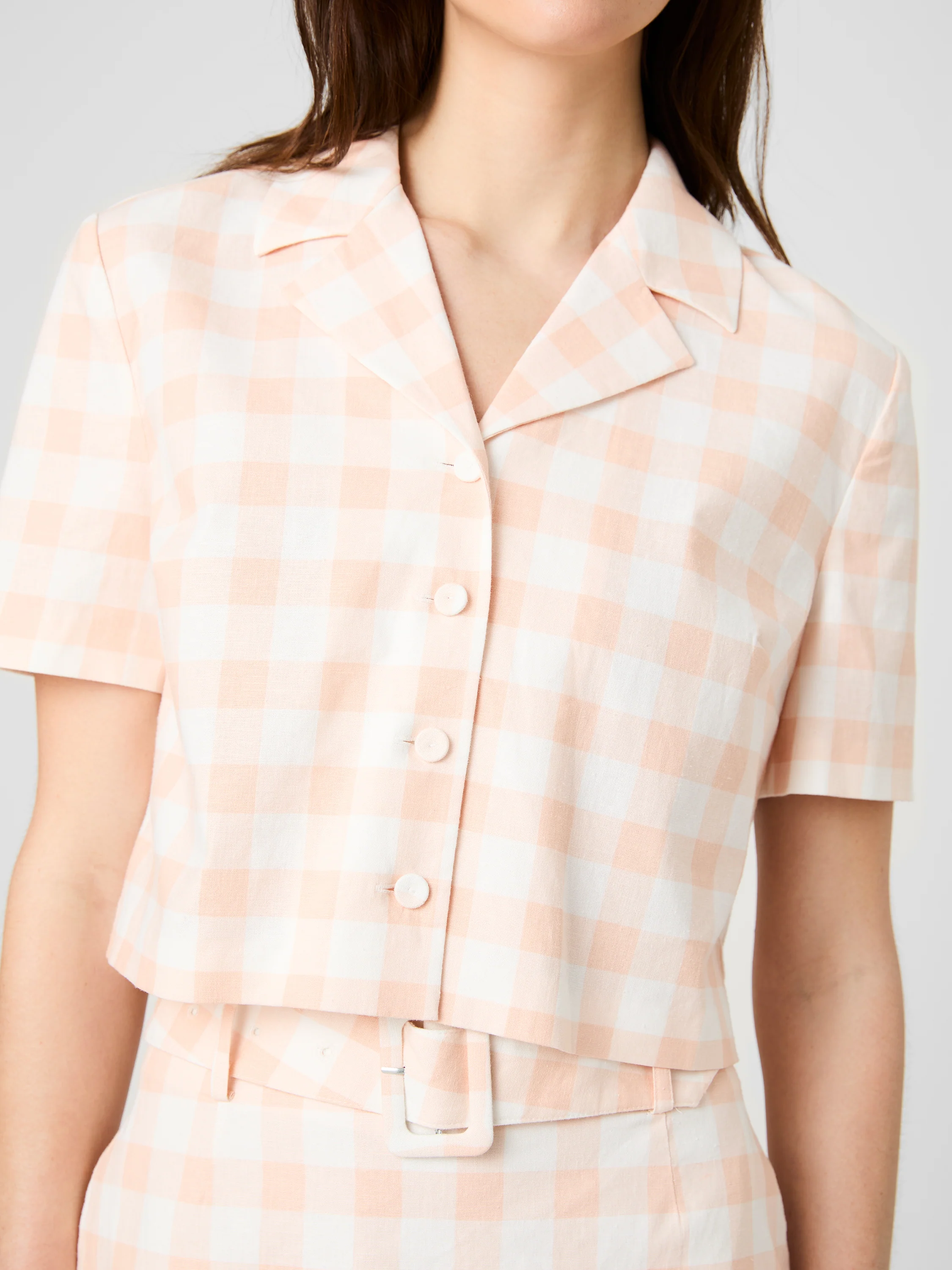 ASPEN LINEN GINGHAM CROP SHIRT - Image 3