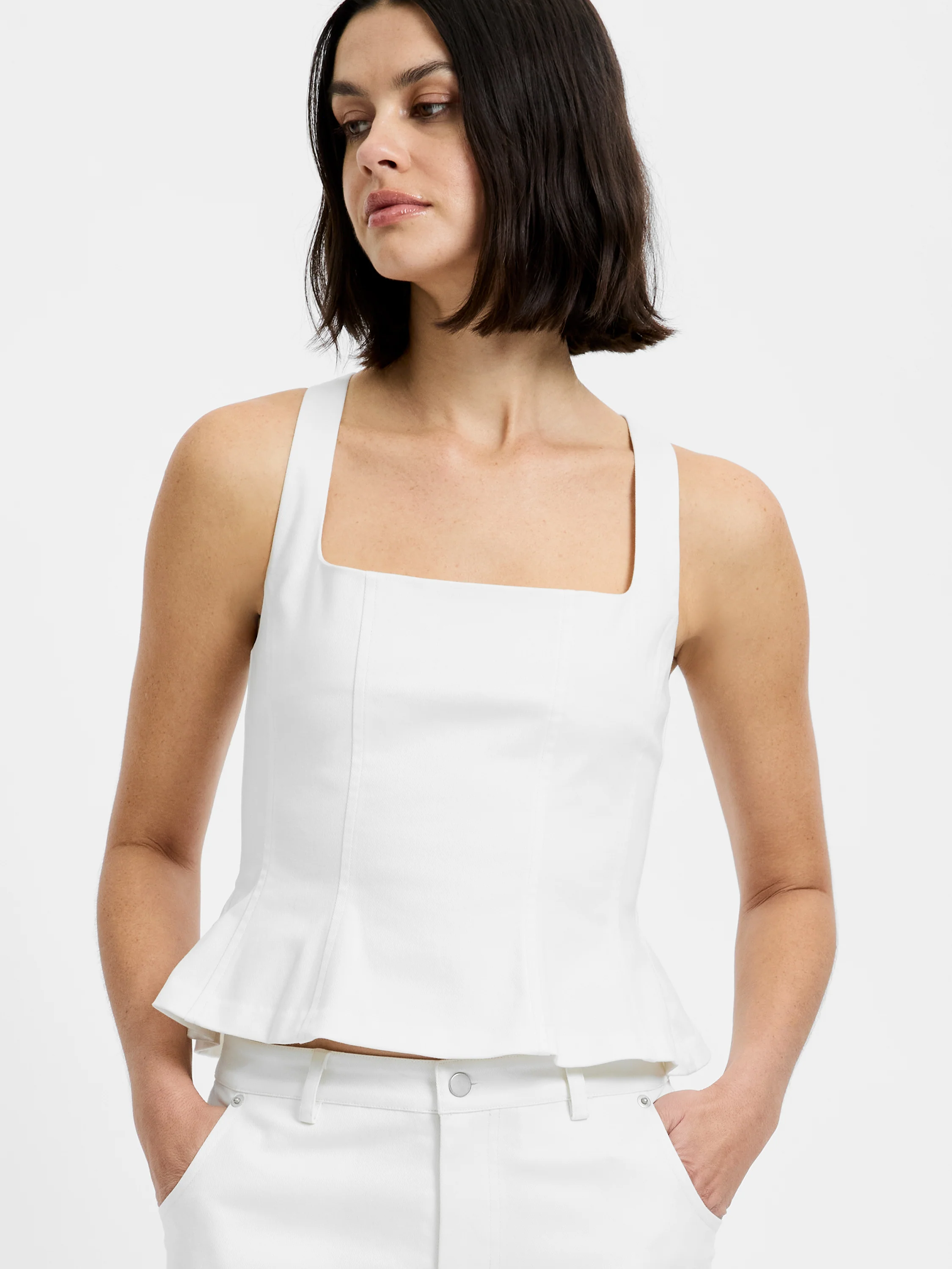 INEZ COTTON TWILL PEPLUM TOP - Image 4