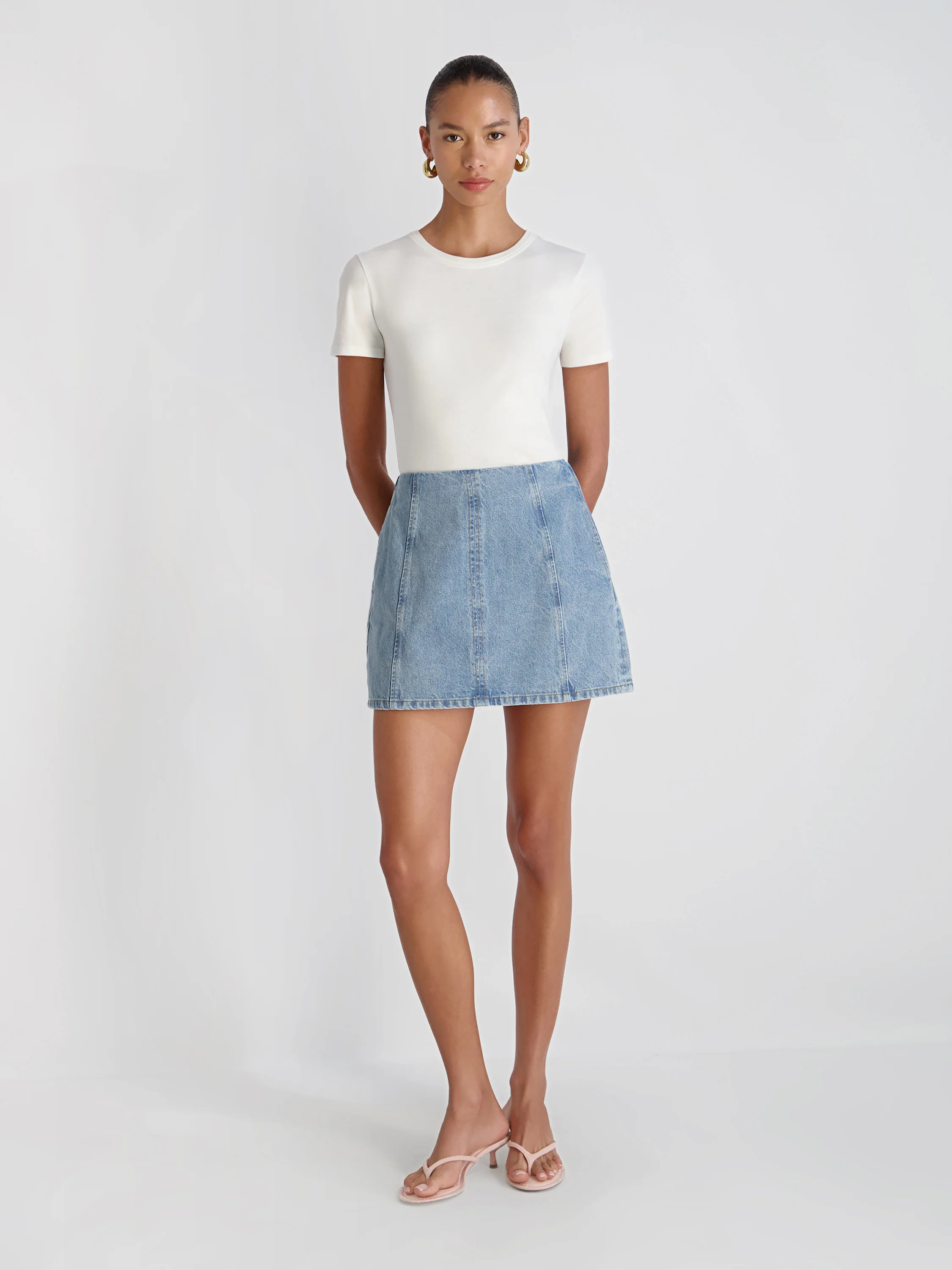 90S DENIM MULTI SEAM MINI SKIRT - Image 4