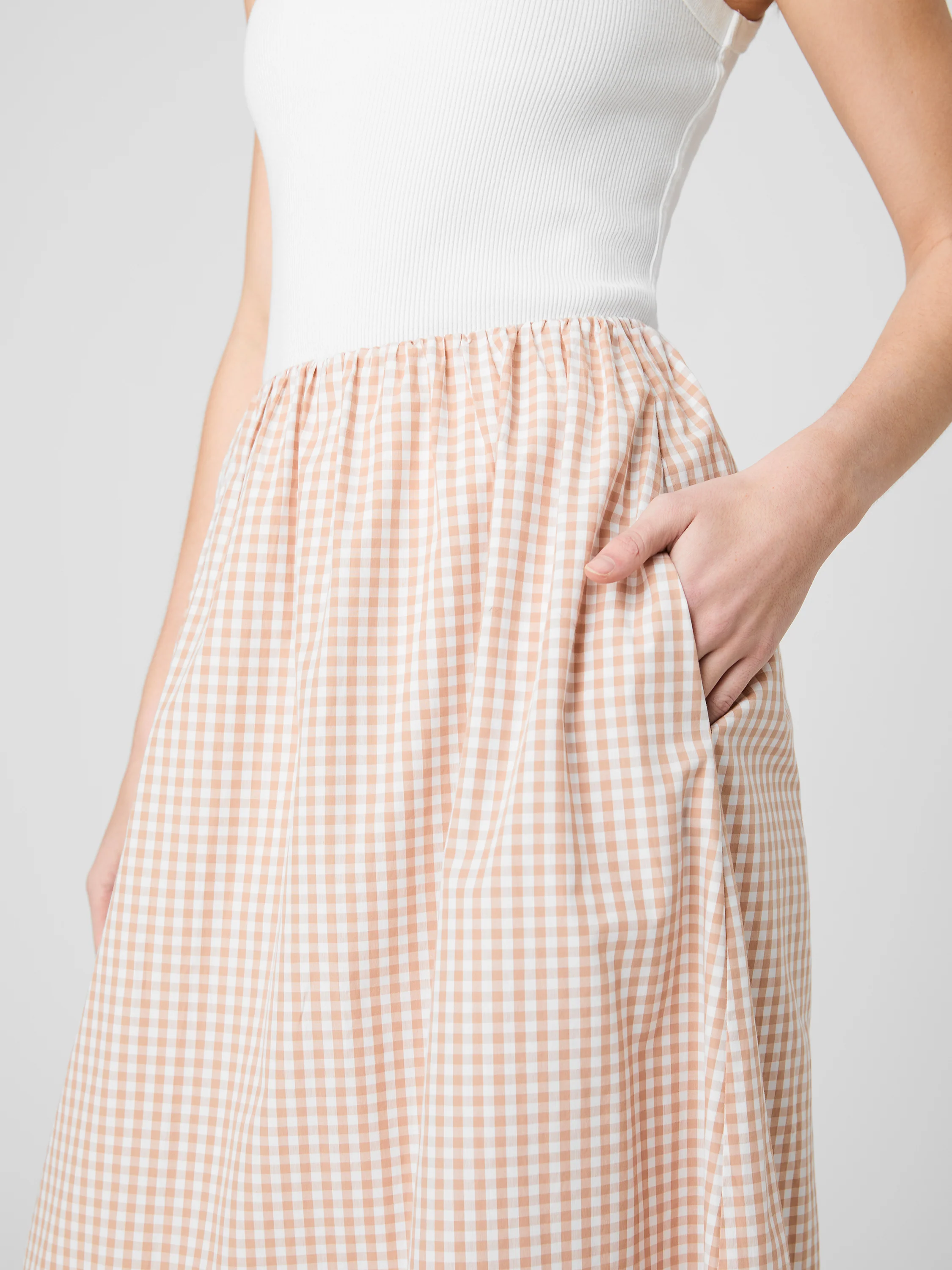 PETITE GINGHAM RUCHED MIDI SKIRT - Image 3