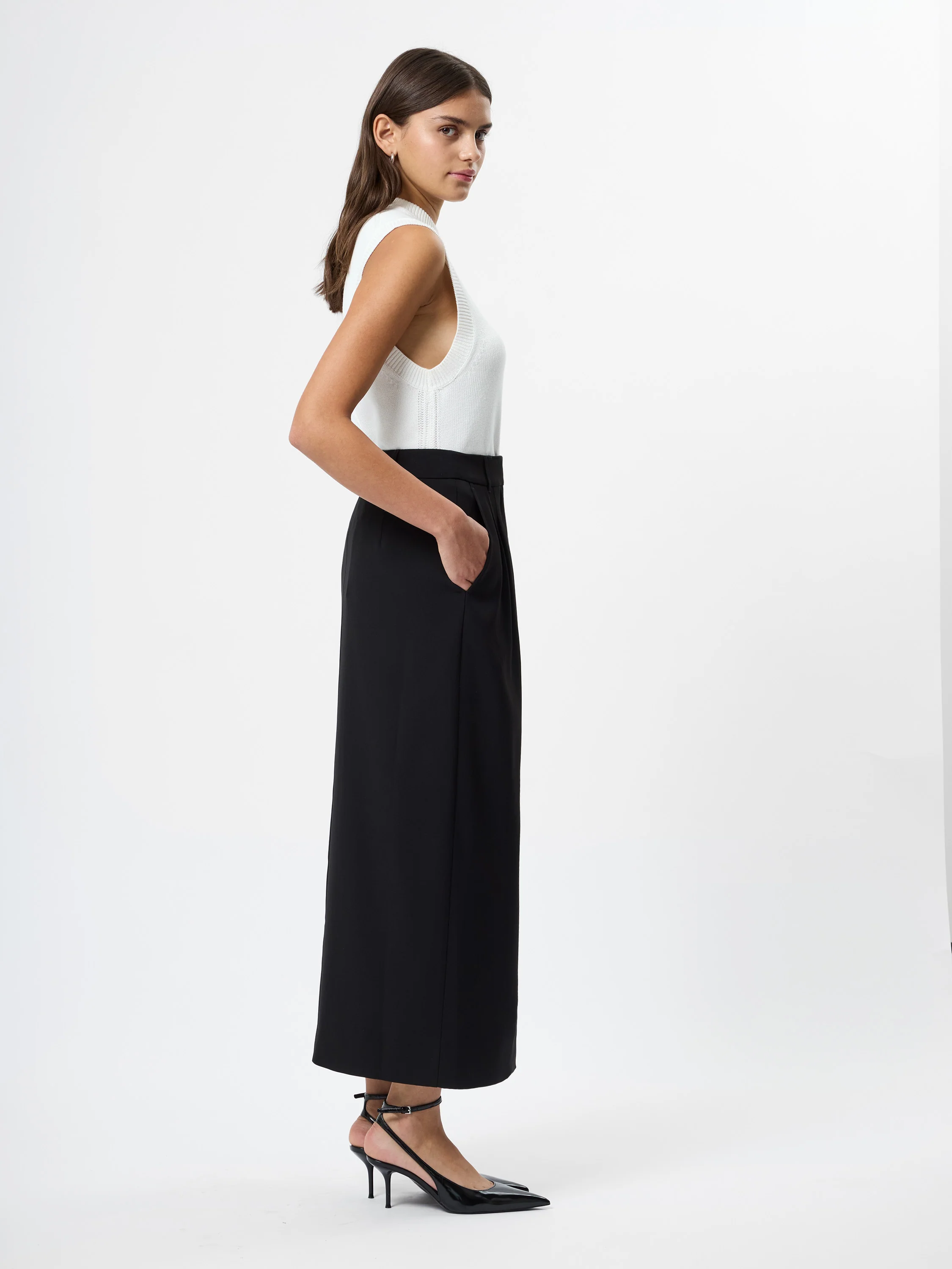 HARRY SUITING SLIT MIDI SKIRT - Image 4