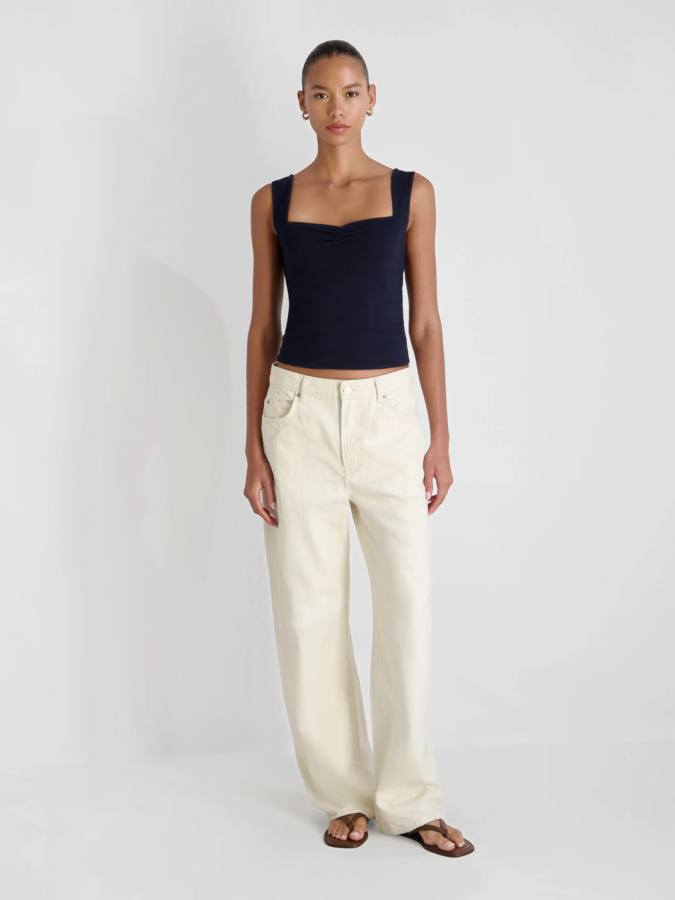 MAISIE JERSEY KNIT RUCHED FRONT TANK - Image 5